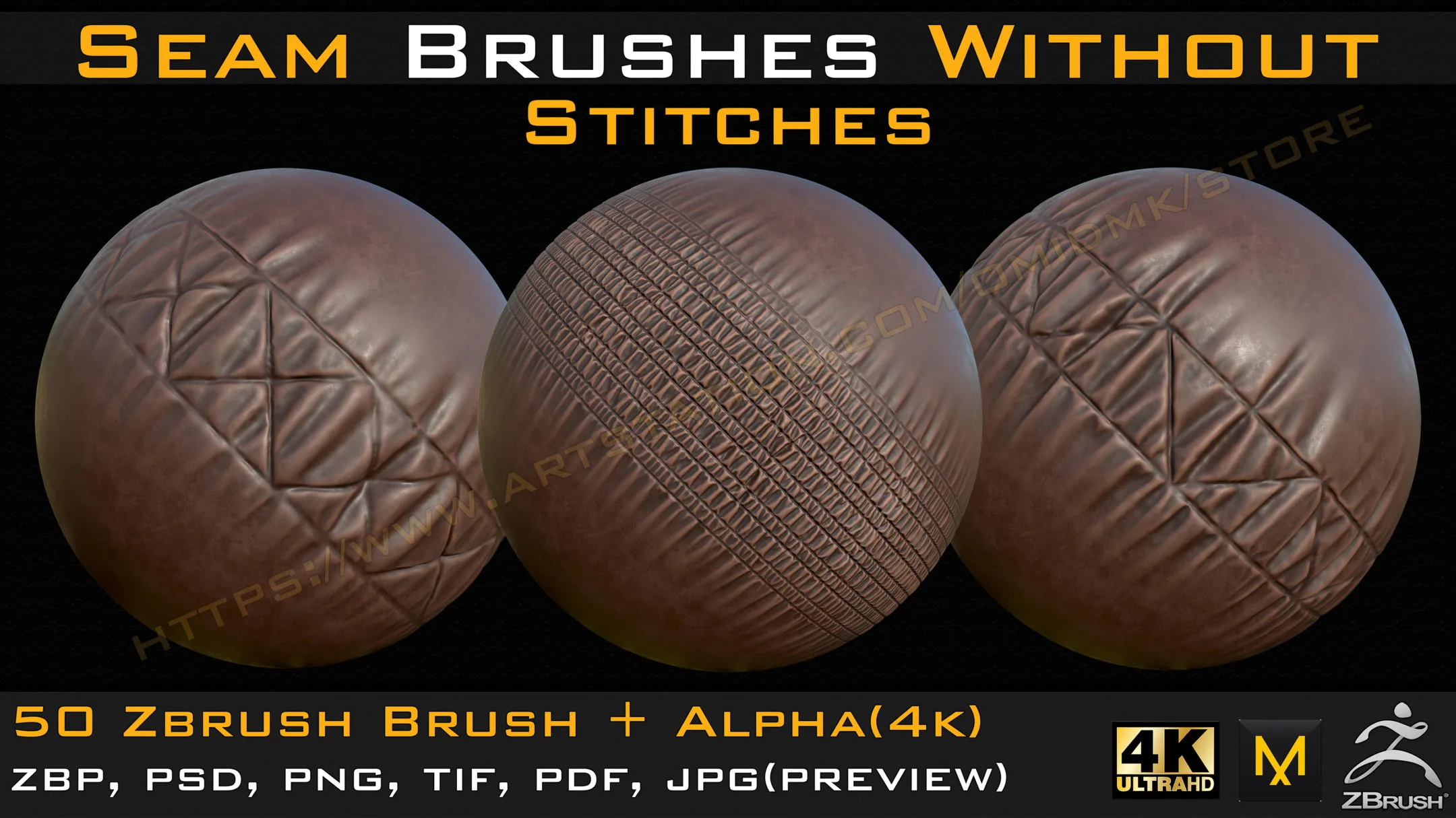 50 Seam Brushes Without Stitches (4k)+Alpha -Vol 03