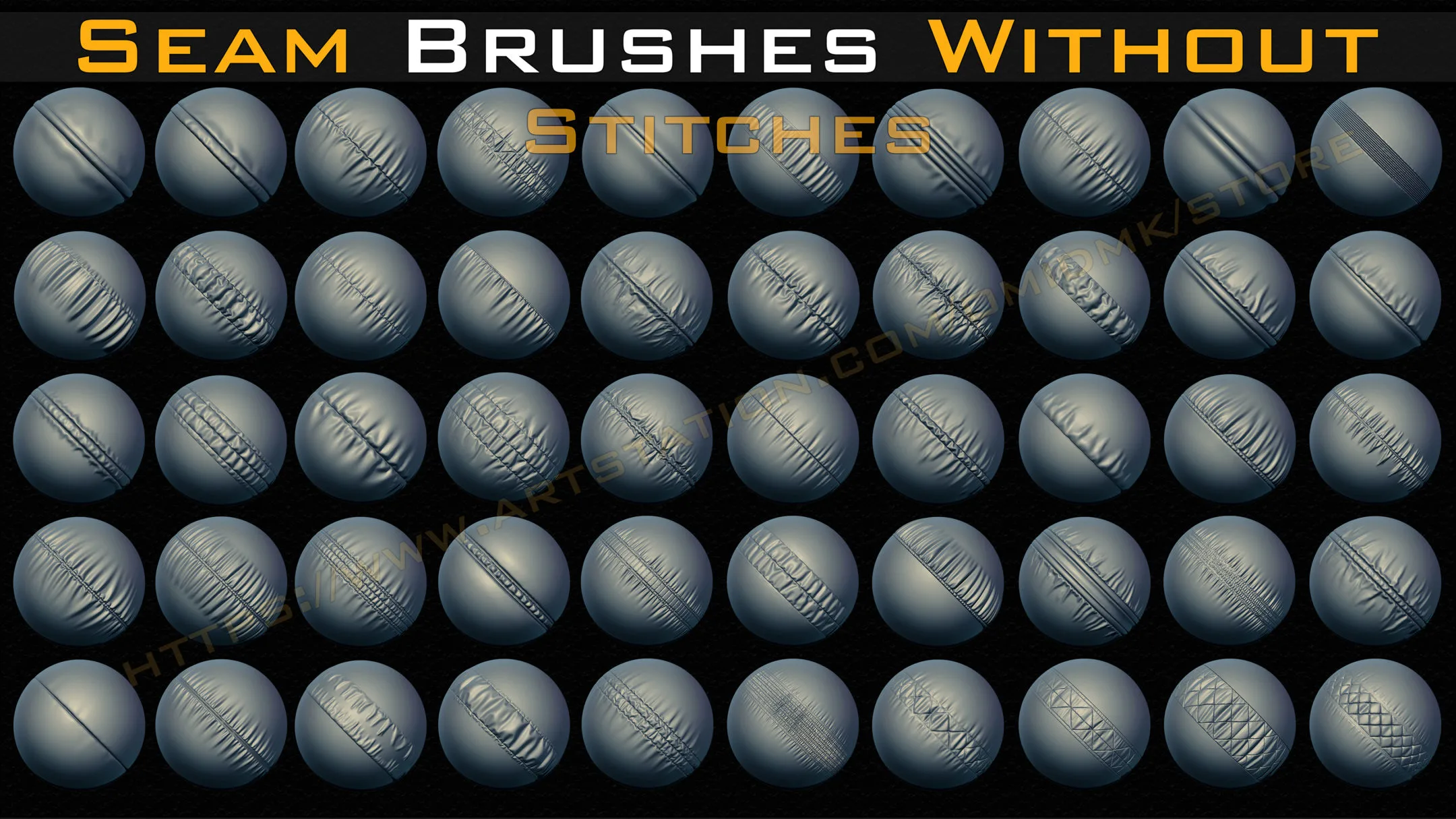 50 Seam Brushes Without Stitches (4k)+Alpha -Vol 03