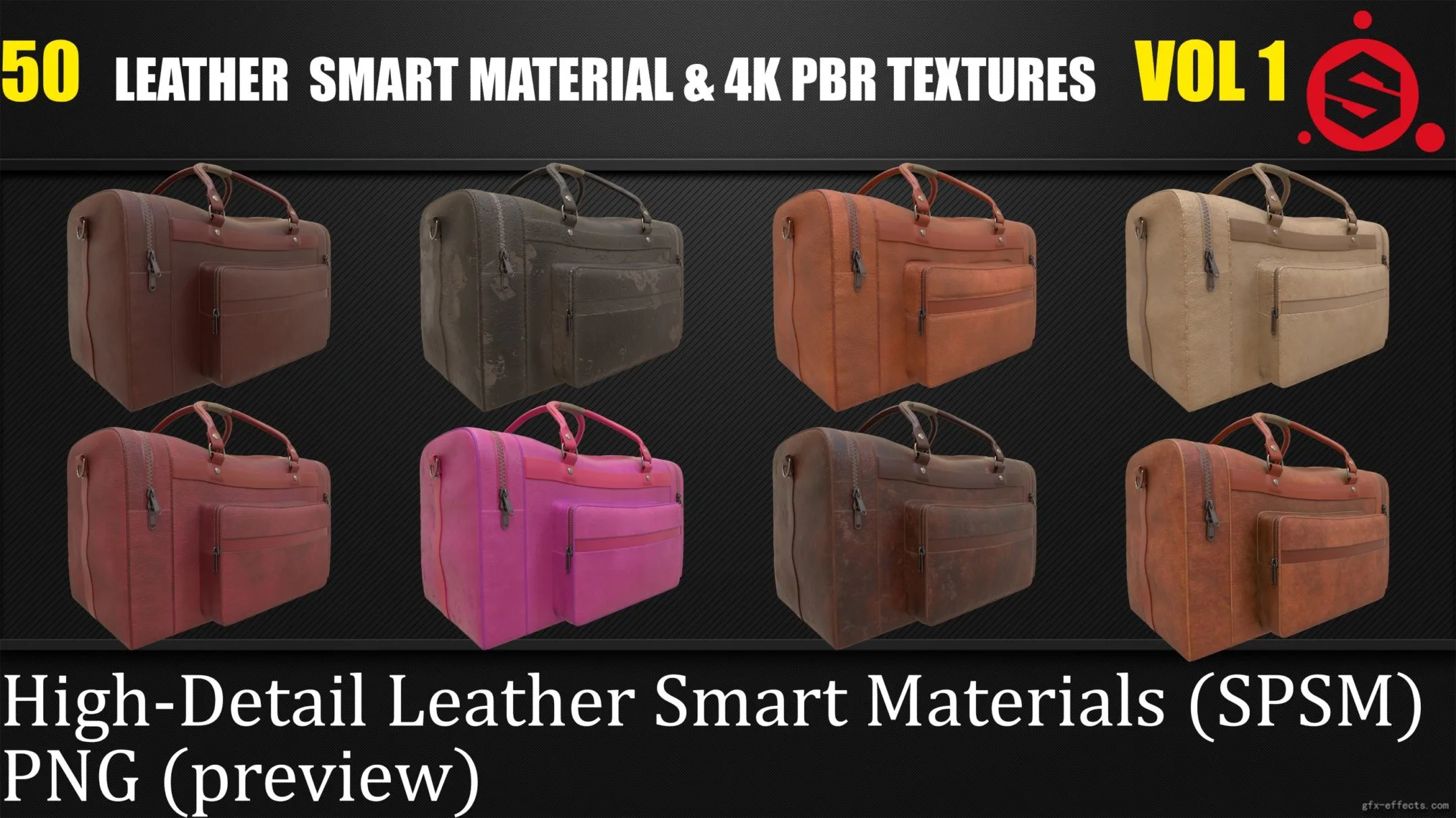 50 Leather Smart Material + 4K PBR Texture Vol 1