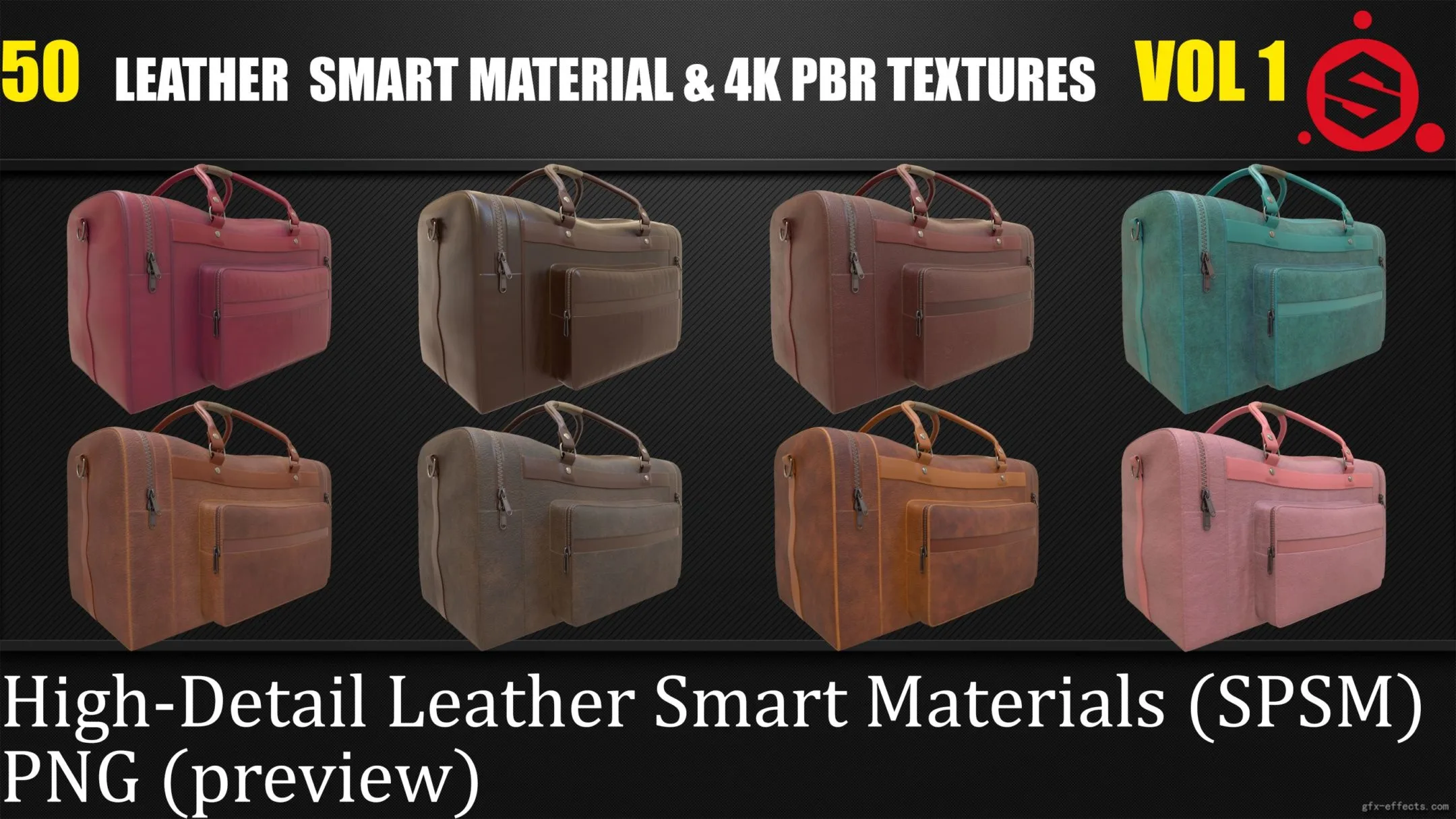 50 Leather Smart Material + 4K PBR Texture Vol 1