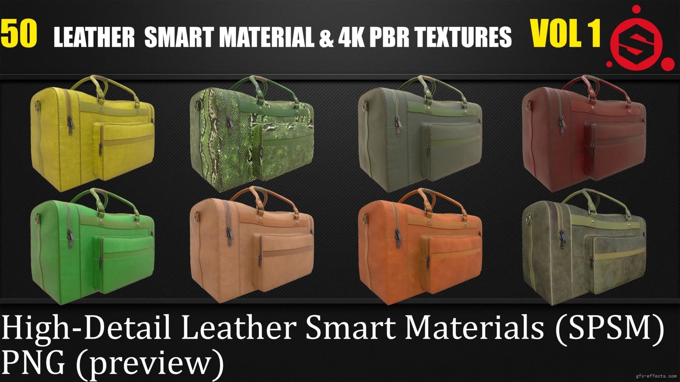 50 Leather Smart Material + 4K PBR Texture Vol 1