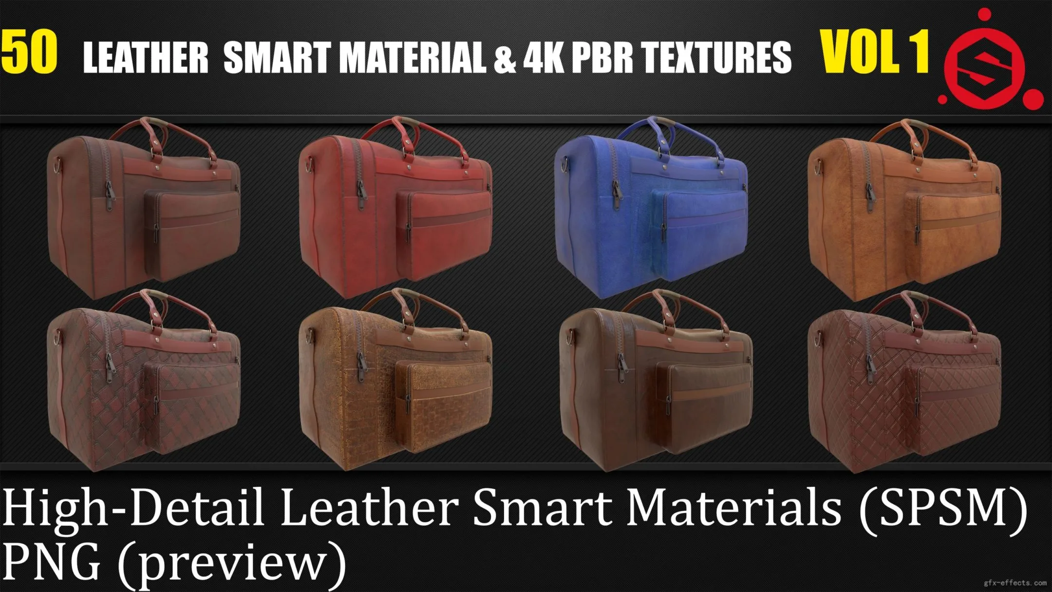 50 Leather Smart Material + 4K PBR Texture Vol 1