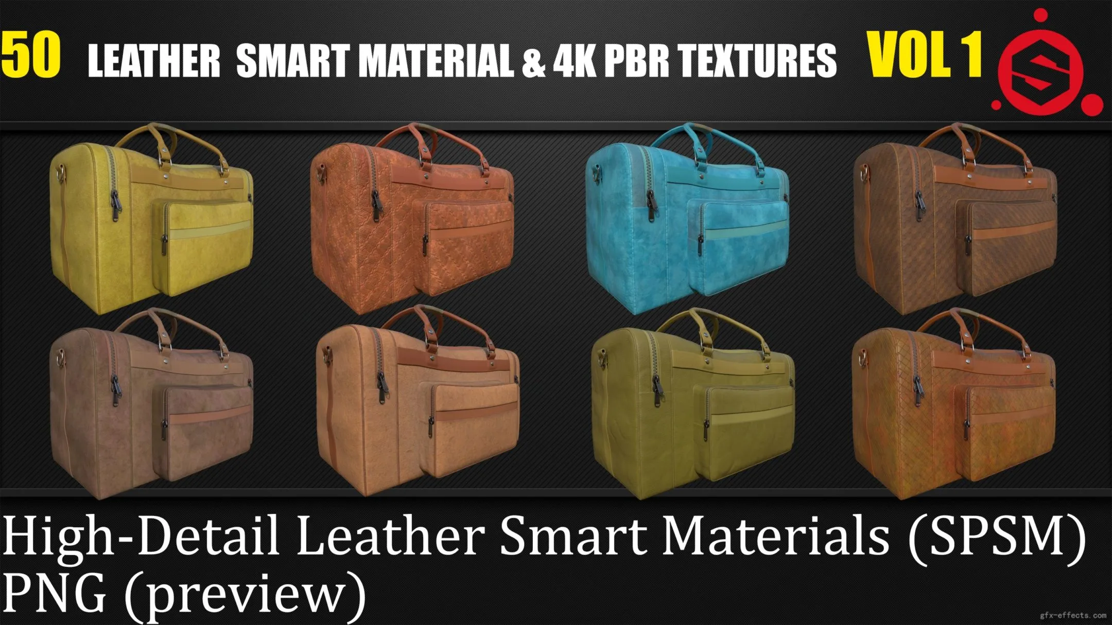 50 Leather Smart Material + 4K PBR Texture Vol 1