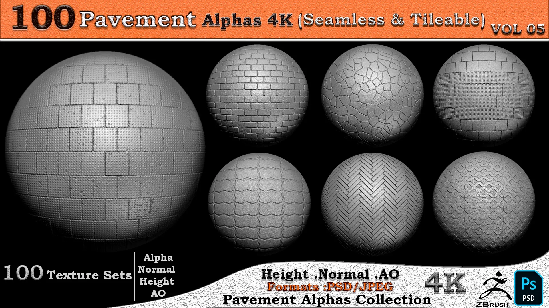 100 Pavement Alphas Collection ( Seamless & Tileable ) VOL 05