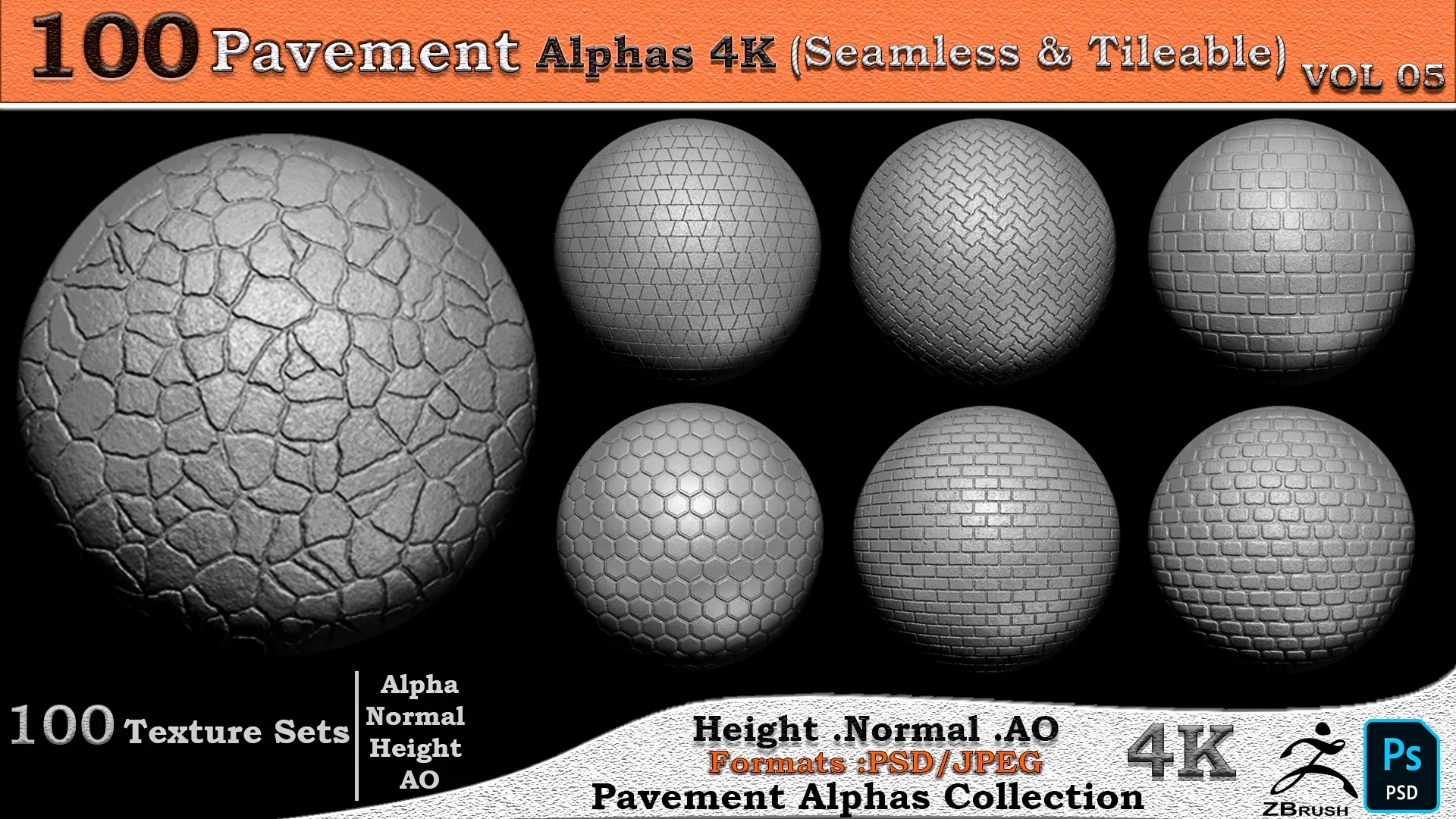 100 Pavement Alphas Collection ( Seamless & Tileable ) VOL 05