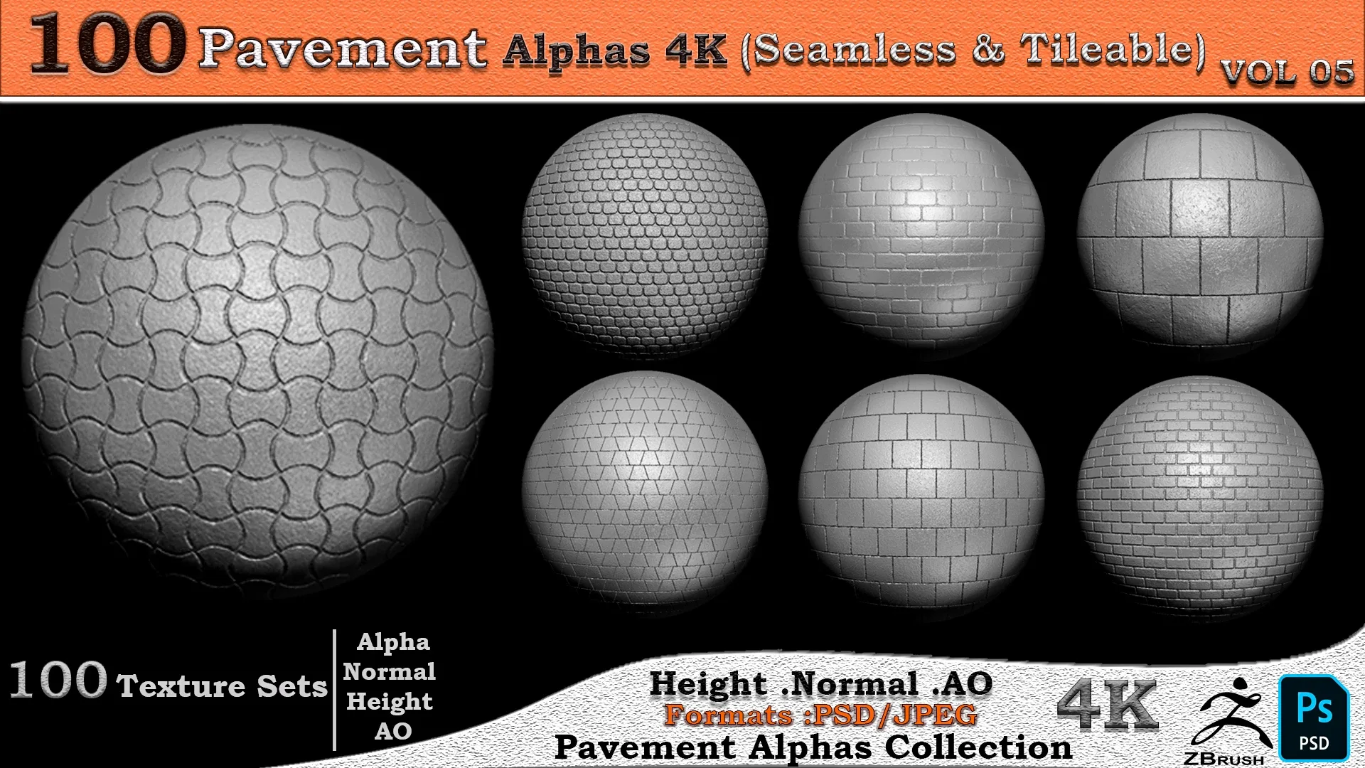 100 Pavement Alphas Collection ( Seamless & Tileable ) VOL 05