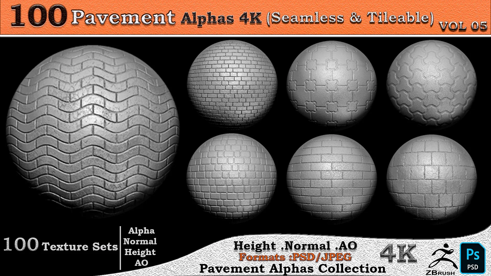 100 Pavement Alphas Collection ( Seamless & Tileable ) VOL 05