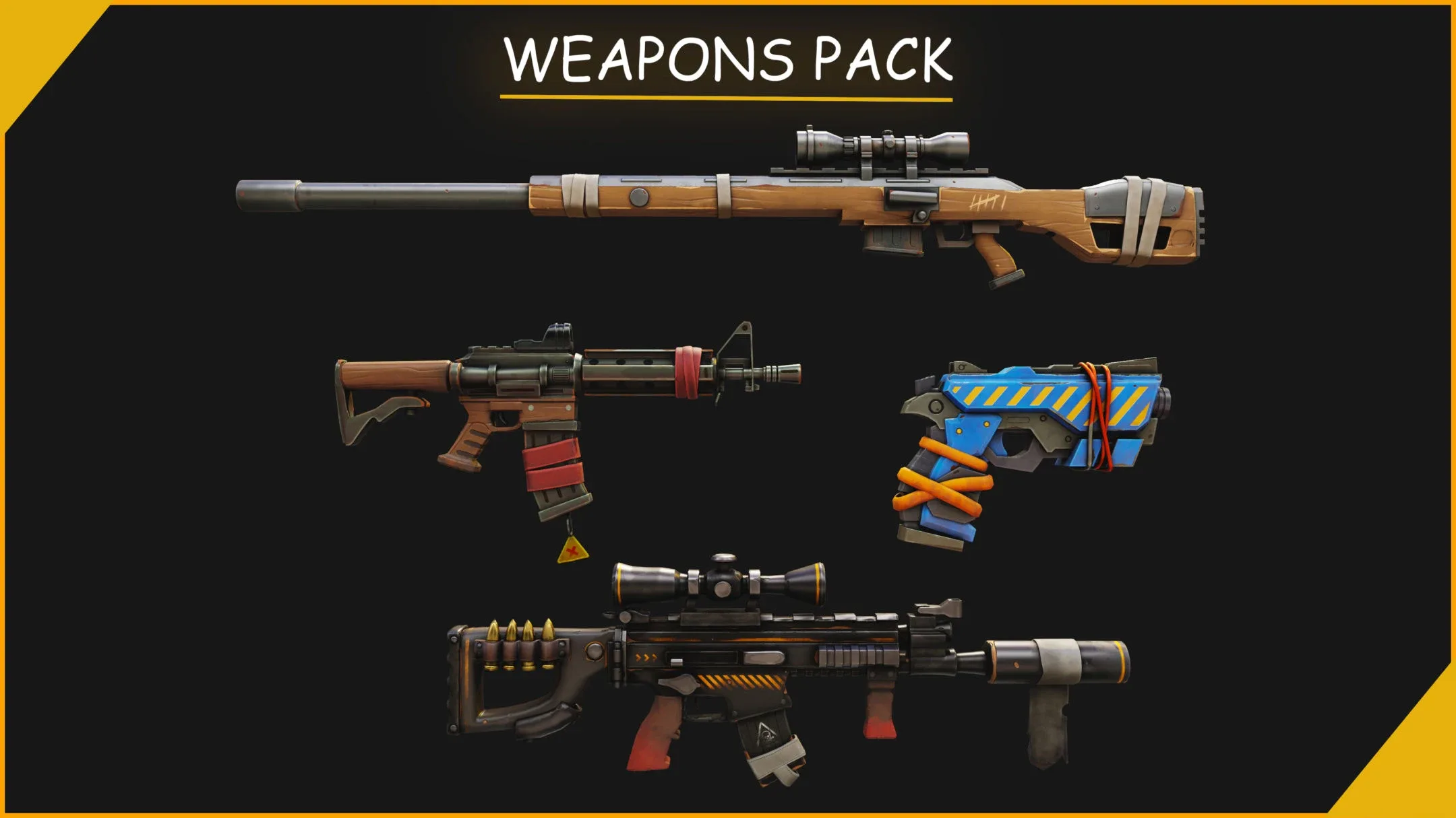 Stylized 4 Weapon PBR Collection