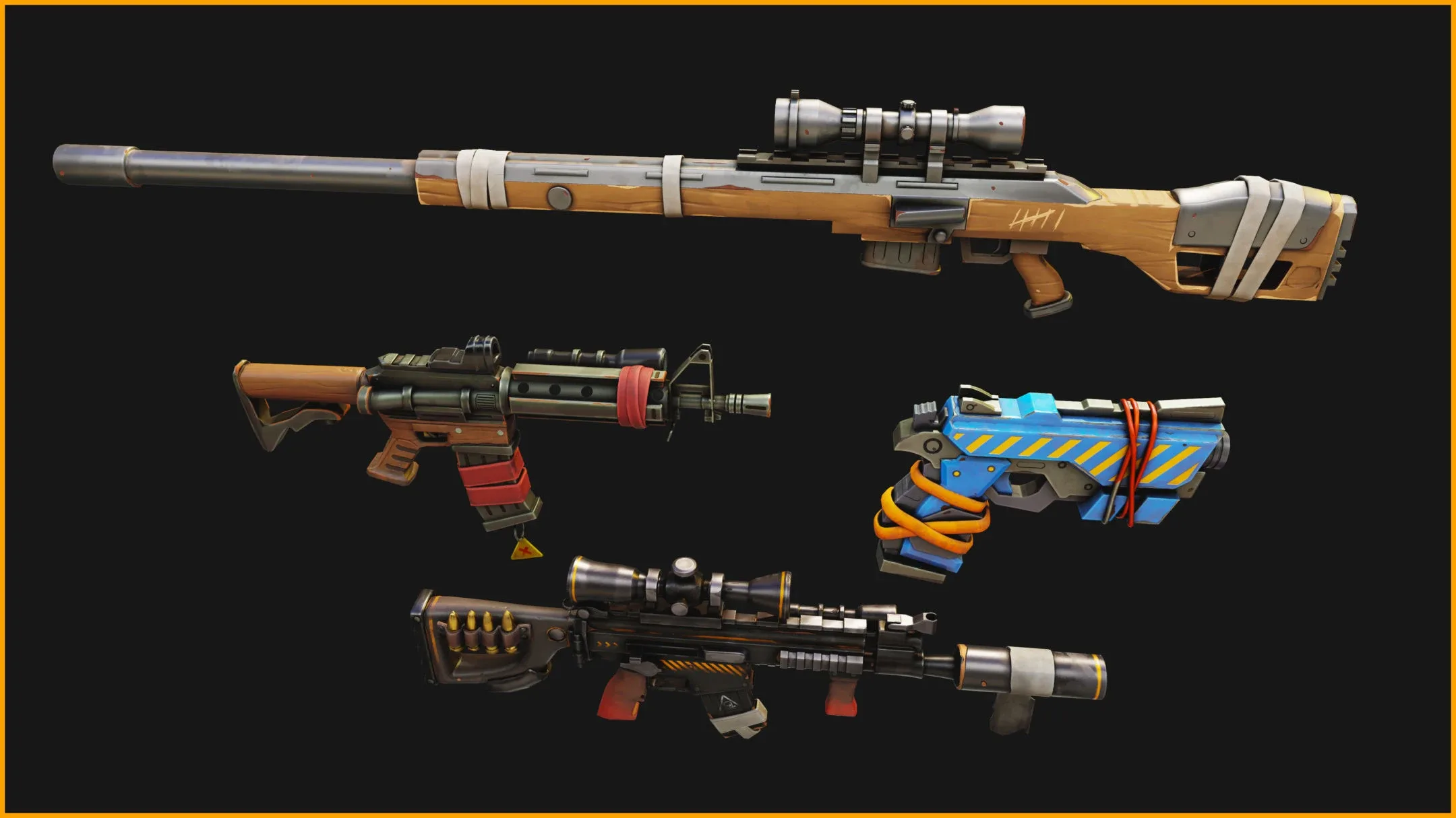 Stylized 4 Weapon PBR Collection