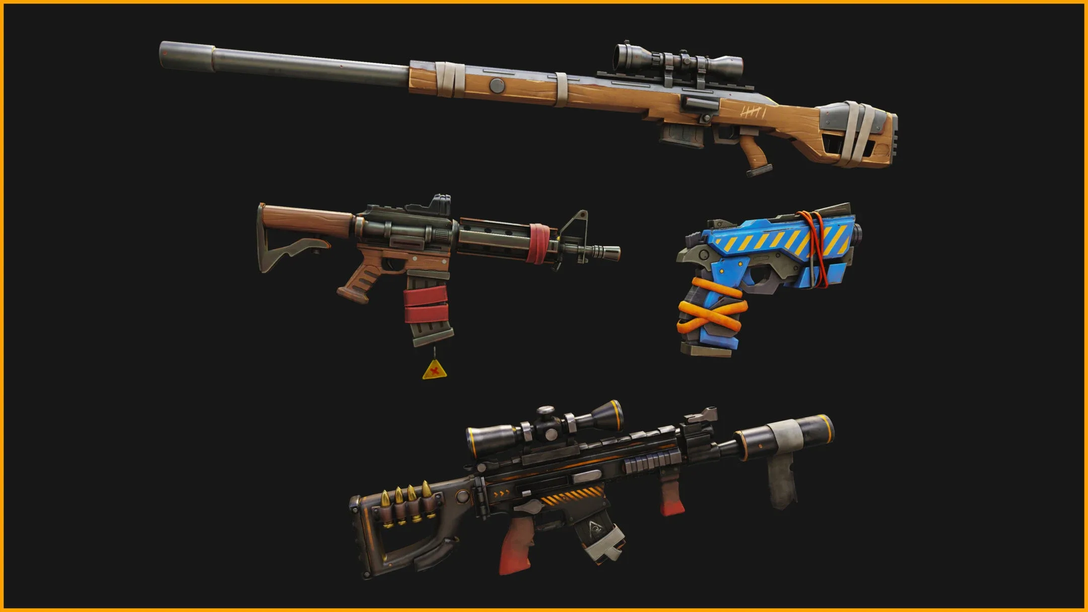 Stylized 4 Weapon PBR Collection