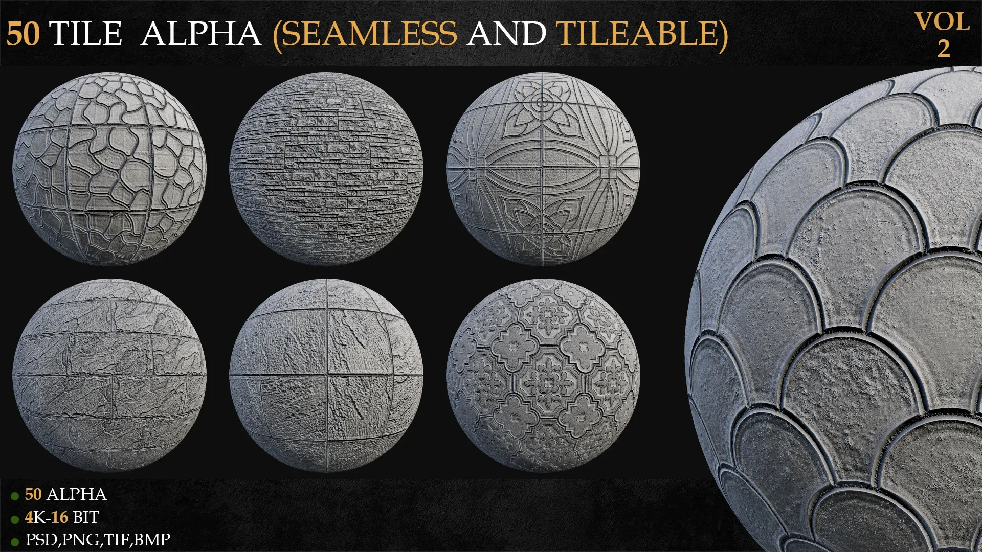 50 TILE ALPHA (SEAMLESS AND TILEABLE)-VOL 2