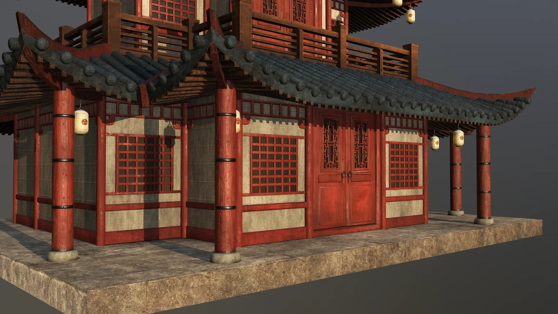 Asian Japanese Realistic Exterior Building