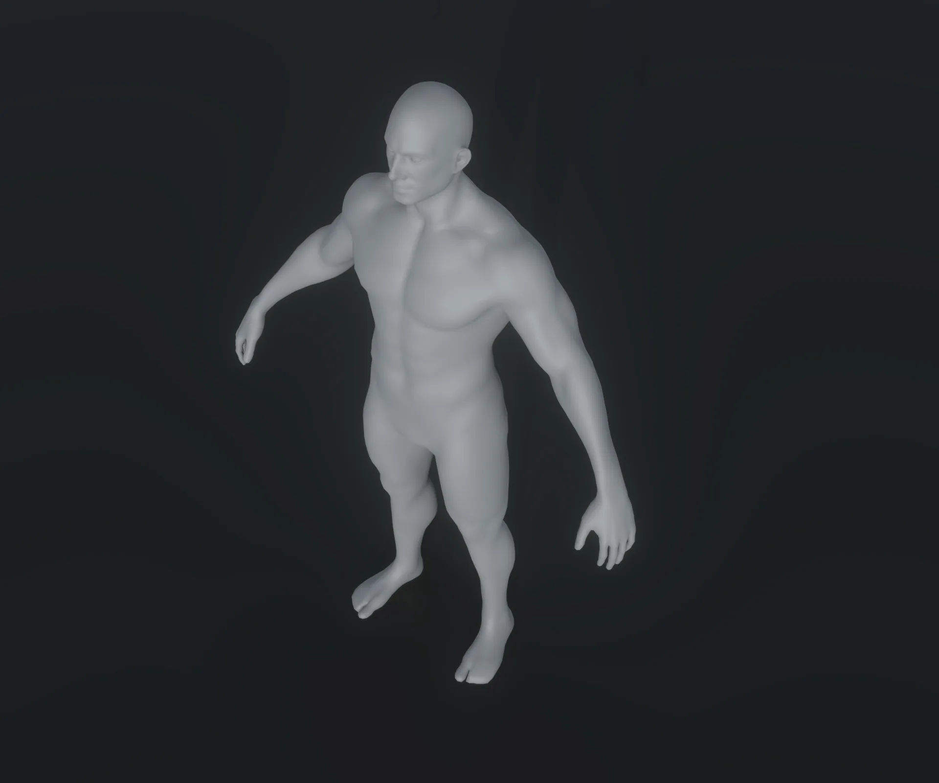 Male Body Base Mesh Animated and Rigged 3D Model 20k Polygons