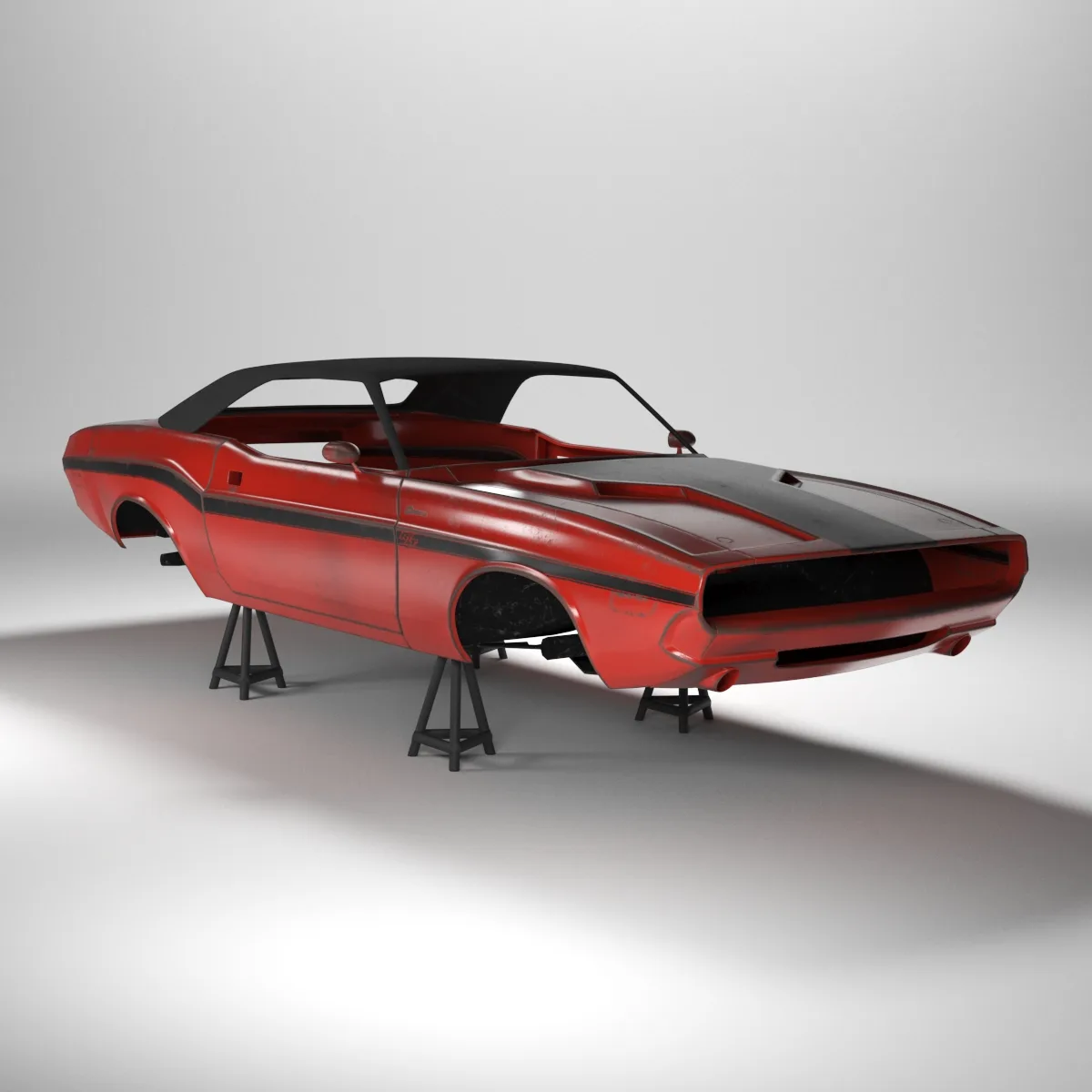 100 3d object model- Dodge Challenger RT 1970