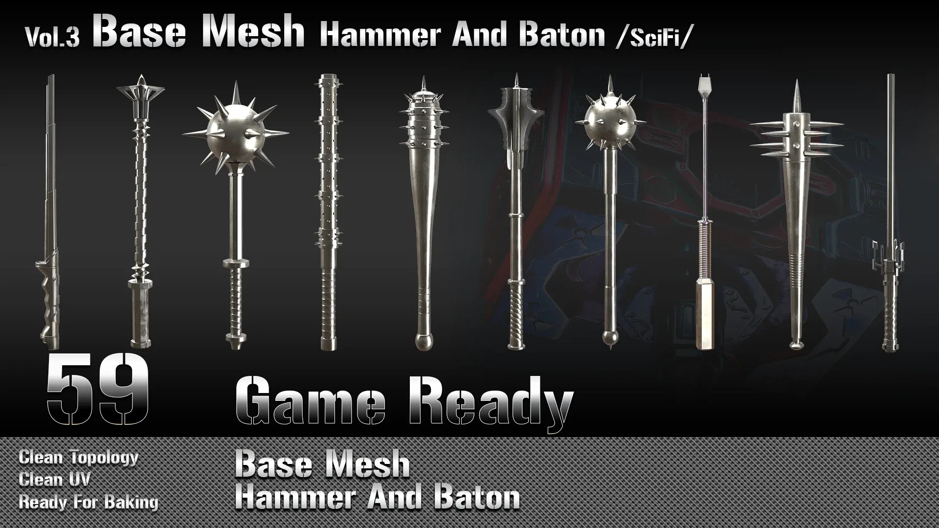 59 Base Mesh-Vol 3_Hammer And Baton (Game Ready)