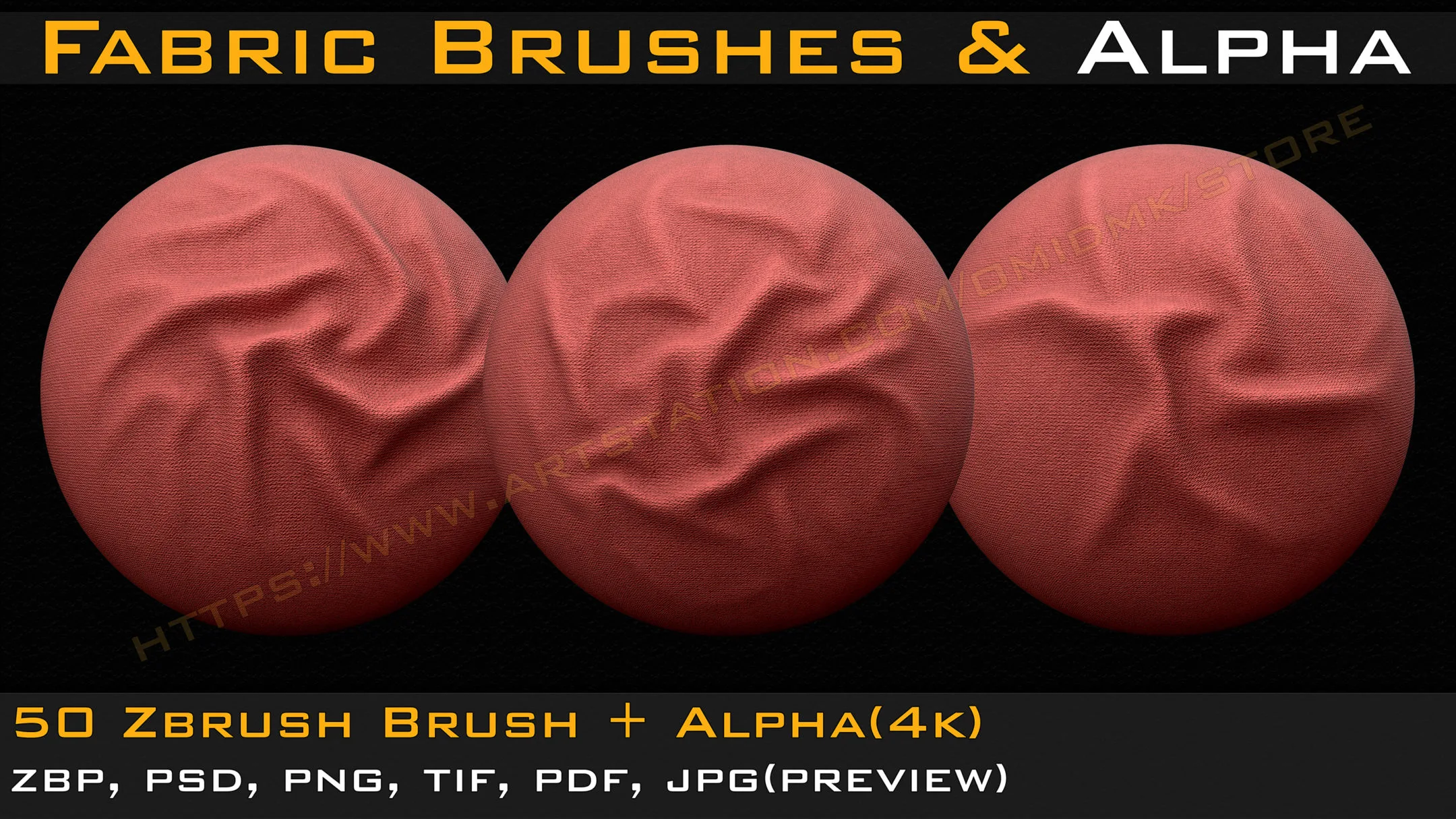 50 Fabric & leather Brushes (4k) Tension & Compression Folds- Alpha V-01