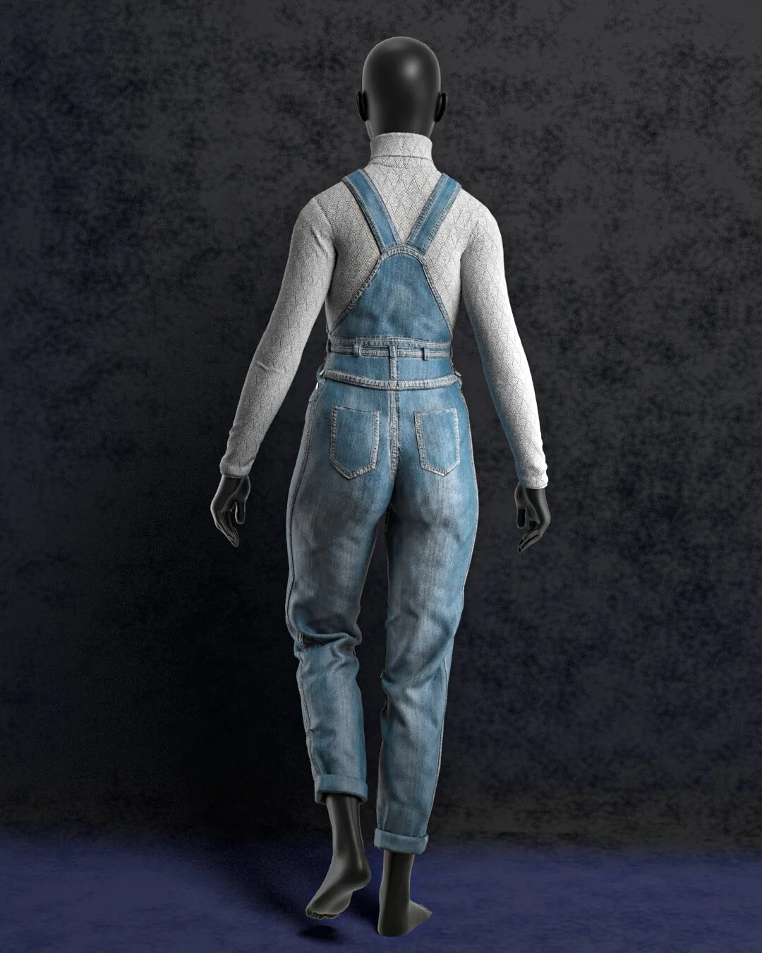 Female denim overall (Marvelous Designer & Clo3d & FBX & OBJ & Texture)