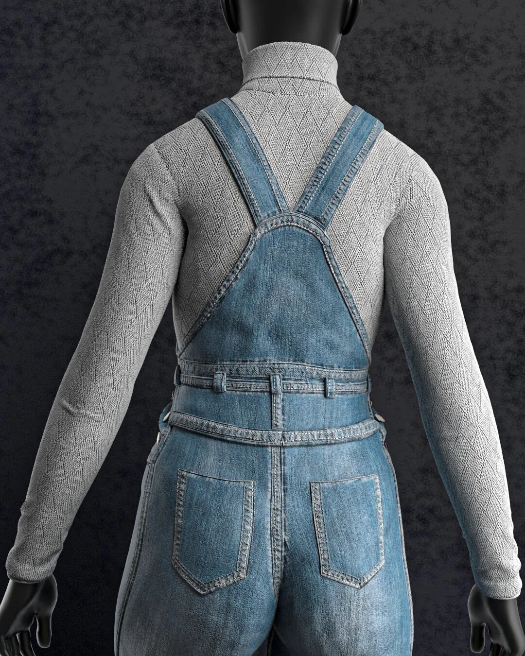 Female denim overall (Marvelous Designer & Clo3d & FBX & OBJ & Texture)