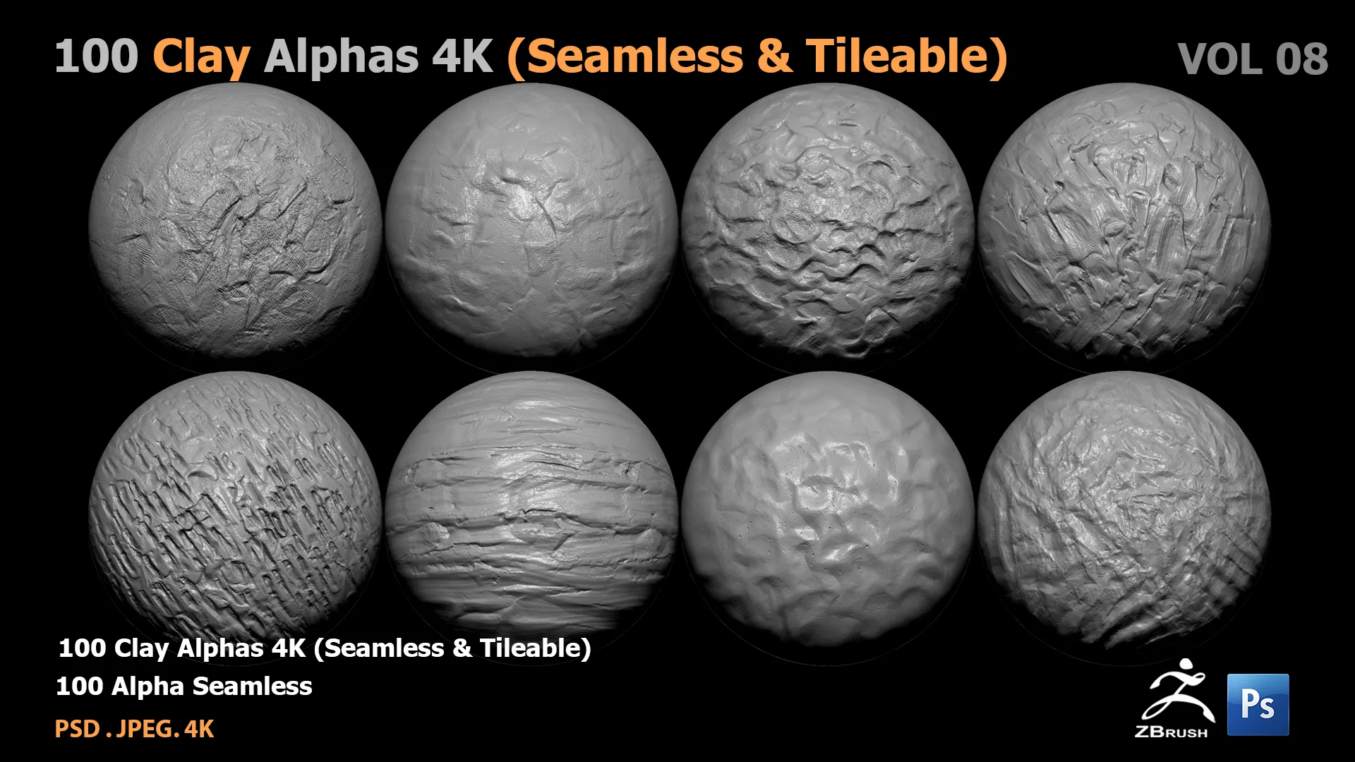 100 Clay Alphas (Seamless & Tileable)