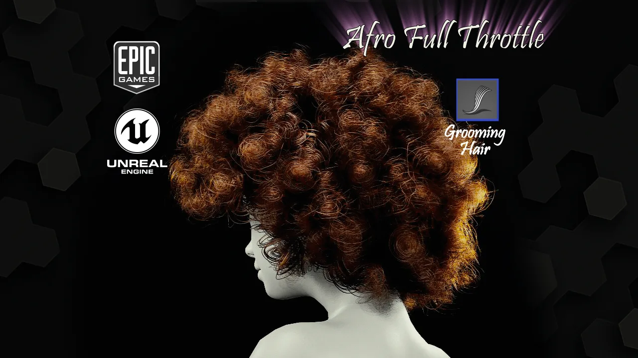 Afro Full Throttle Grooming Real-Time Hairstyle Unreal Engine 4