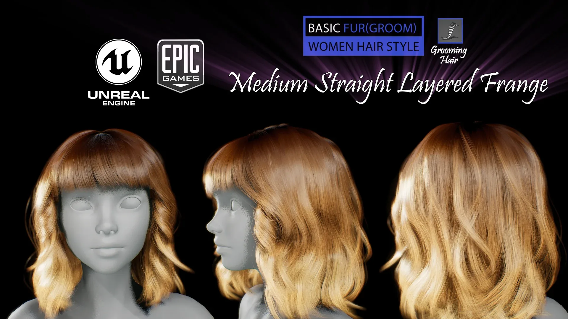 Medium Straight Layered Frange Groom UE 4
