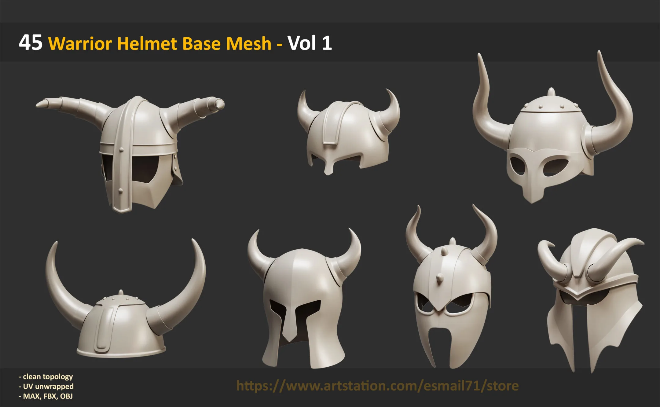 45 Warrior Helmet Base Mesh - Vol 1