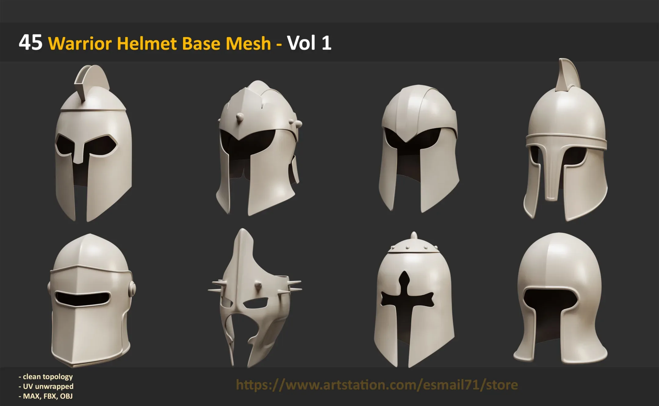 45 Warrior Helmet Base Mesh - Vol 1