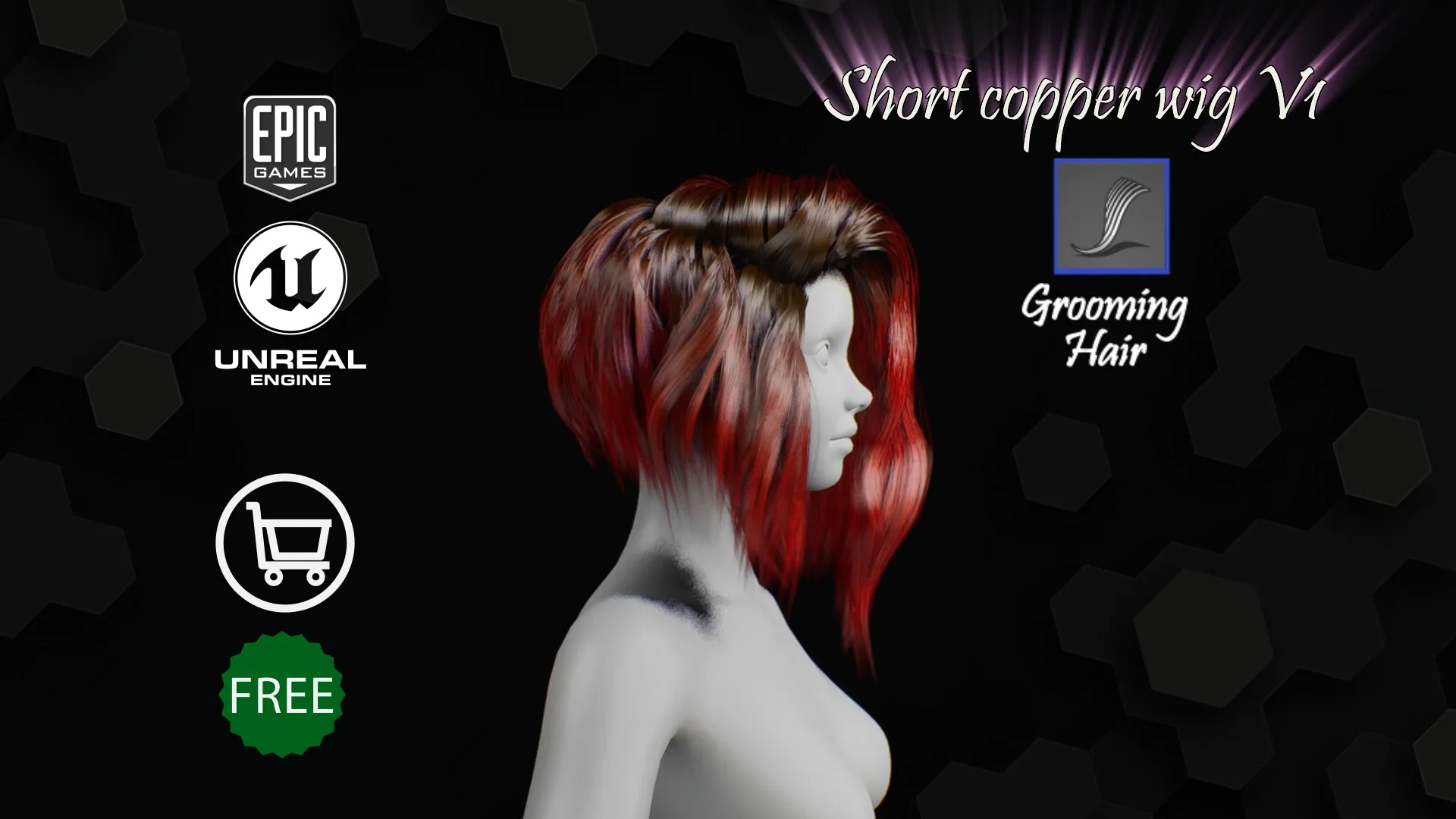 Short copper wig hairStyle Groom UE4