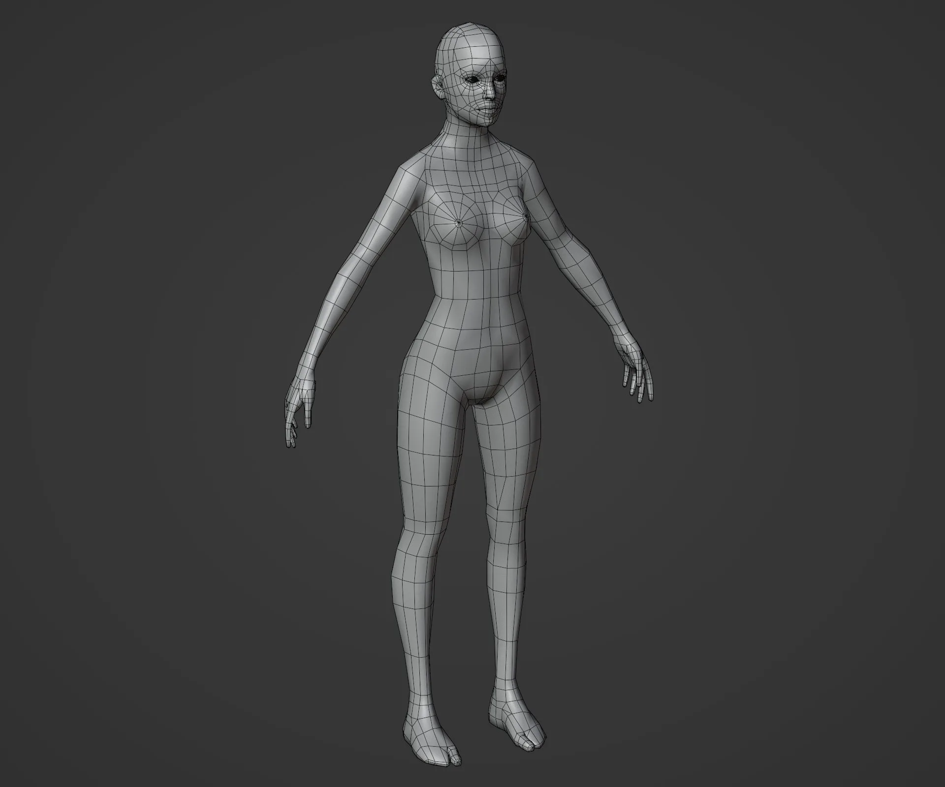 Female Body Base Mesh Animated and Rigged 3D Model