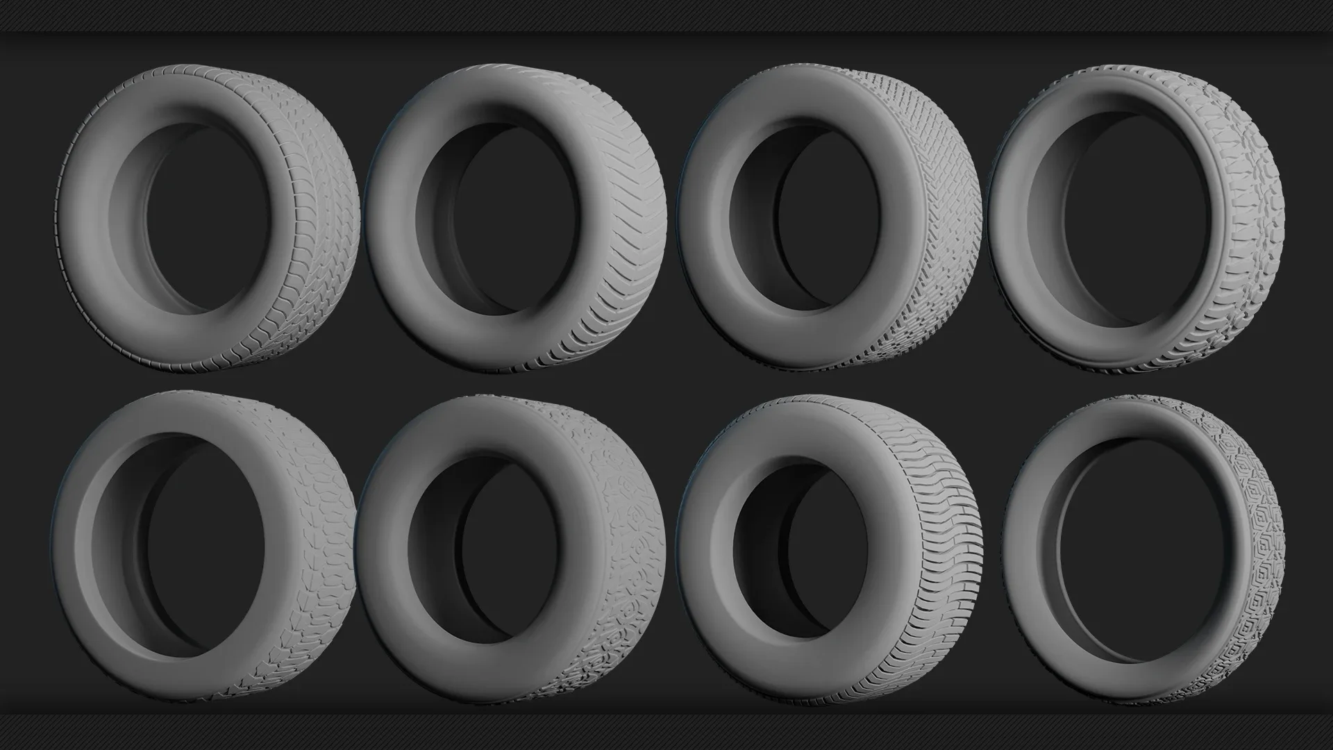 40 Tires &amp; Rims 3D Model (Game-Ready)