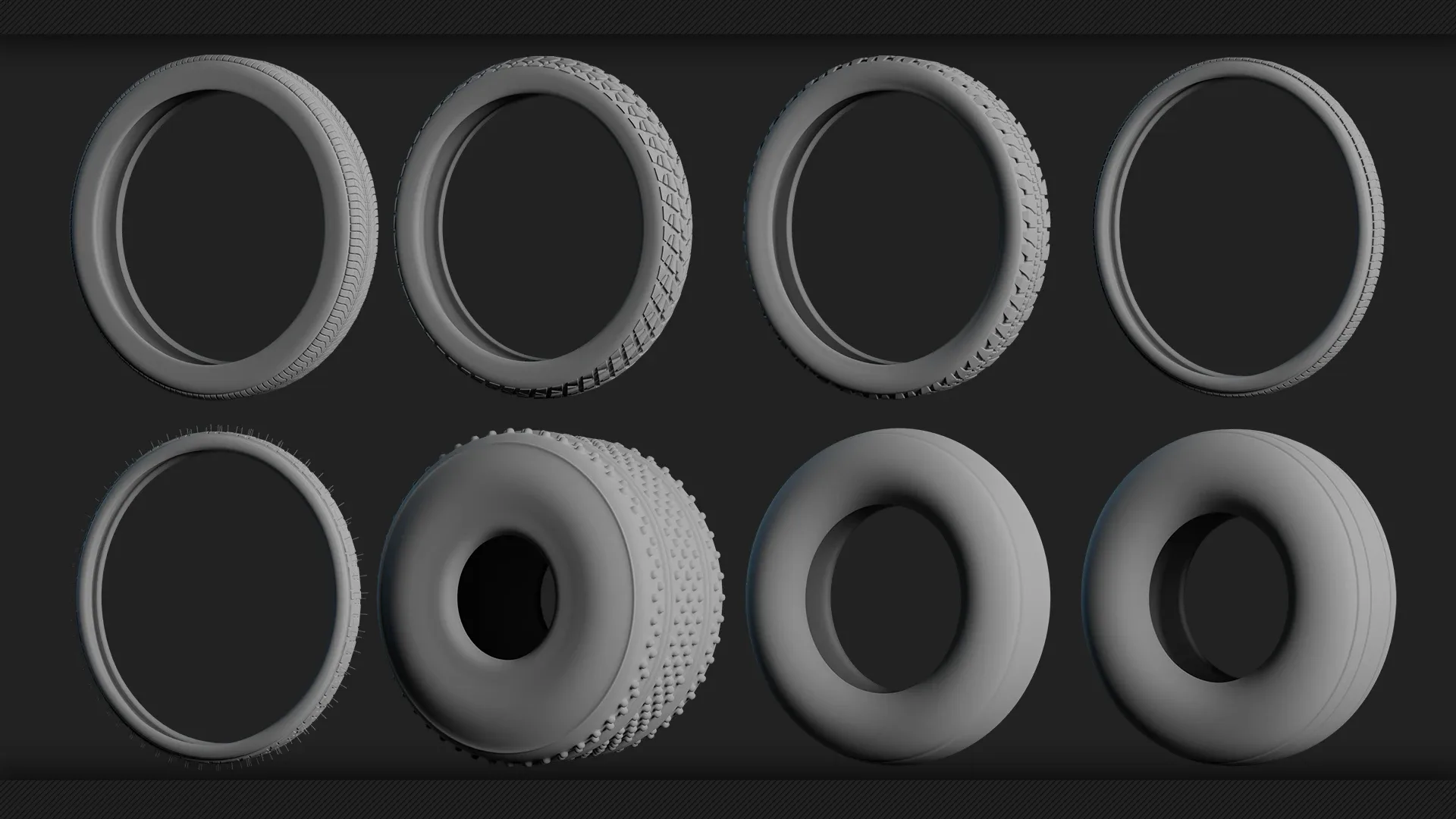 40 Tires &amp; Rims 3D Model (Game-Ready)
