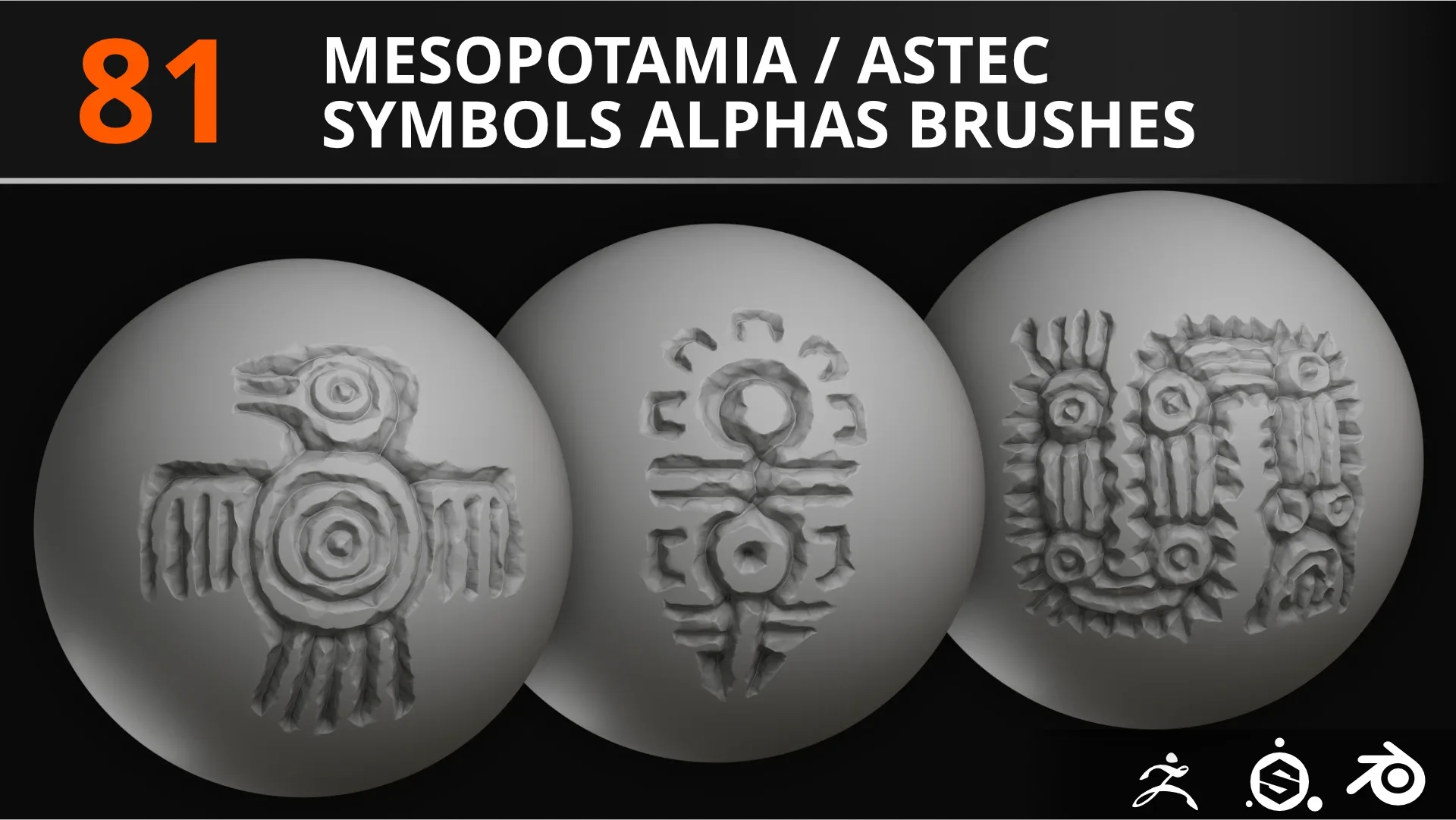 81 Mesopotamia/Astec Symbols Alphas/Brushes