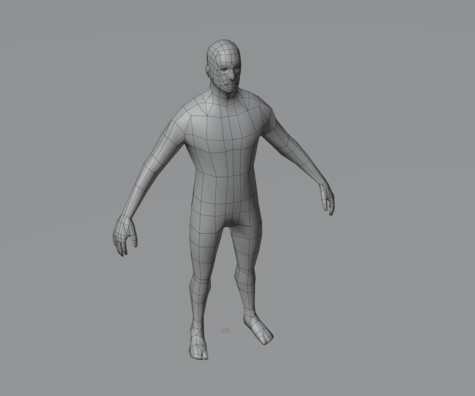 Male Body Base Mesh Animated and Rigged 3D Model 1k Polygons