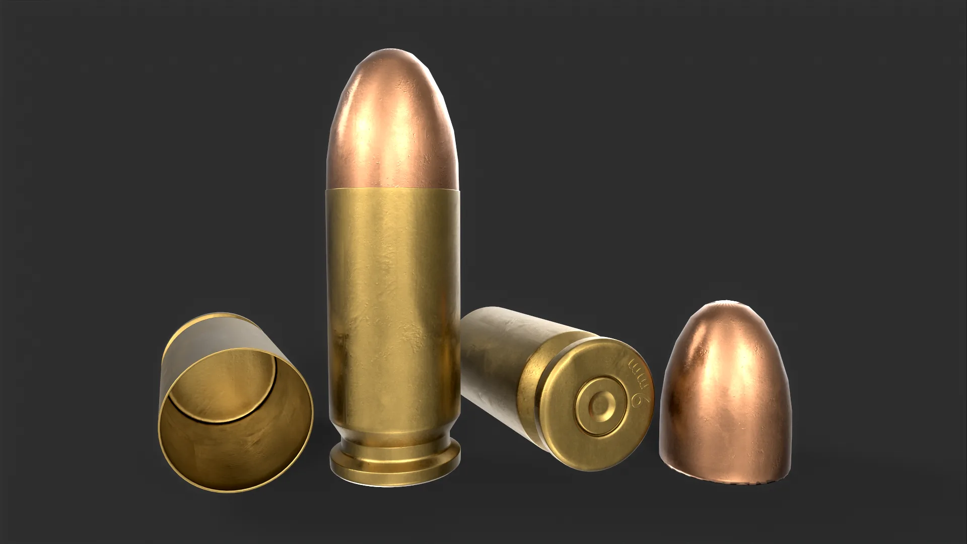 9mm Bullet - Game Ready