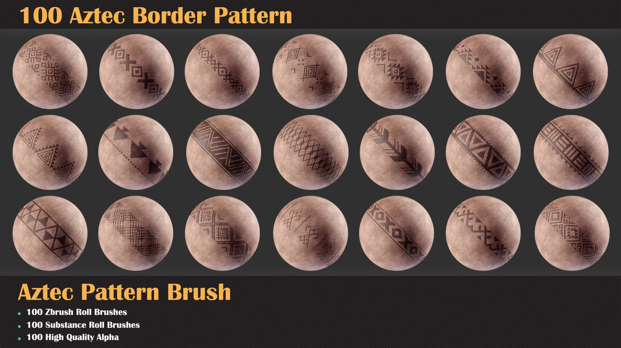 100 Aztec Border Pattern and Brush