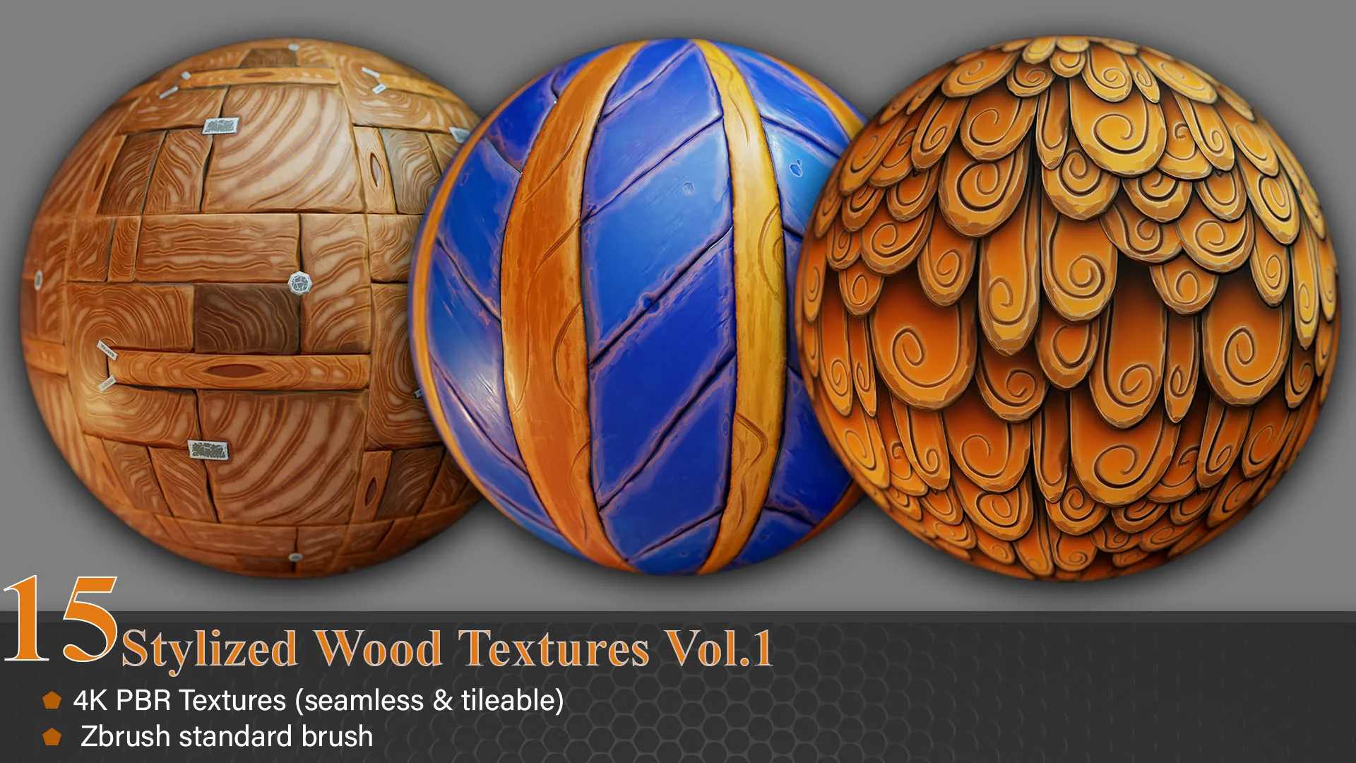 15 Stylized Wood Textures Vol.1