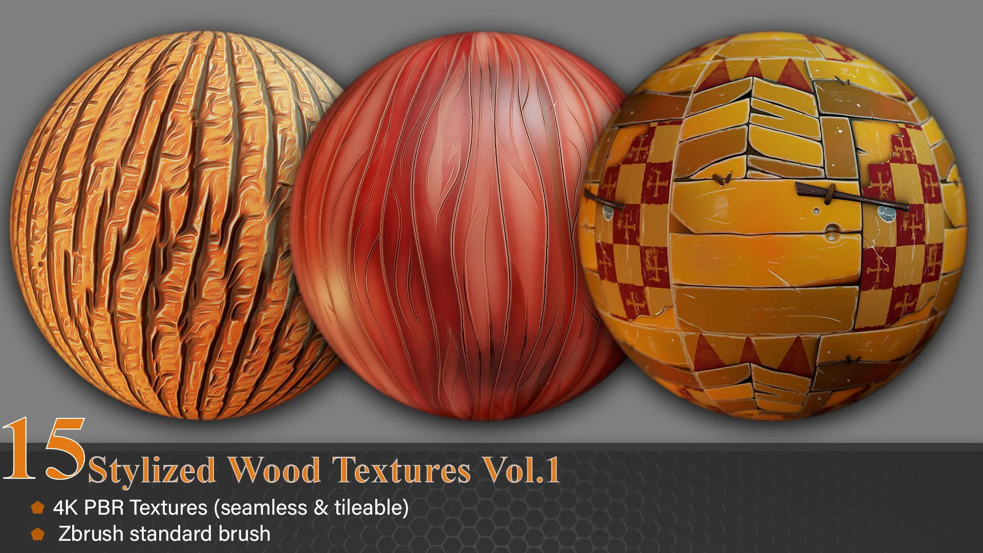 15 Stylized Wood Textures Vol.1