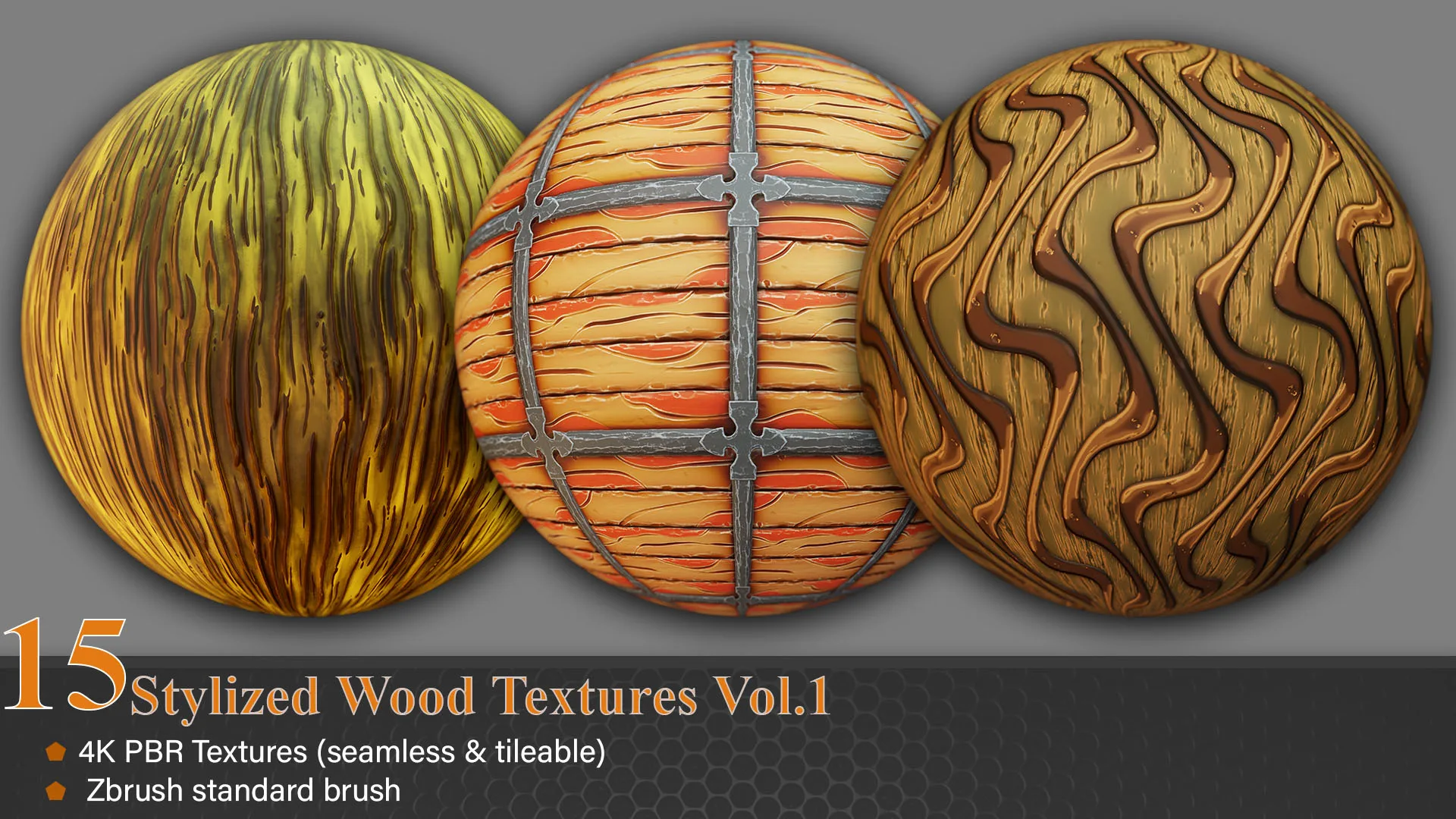 15 Stylized Wood Textures Vol.1