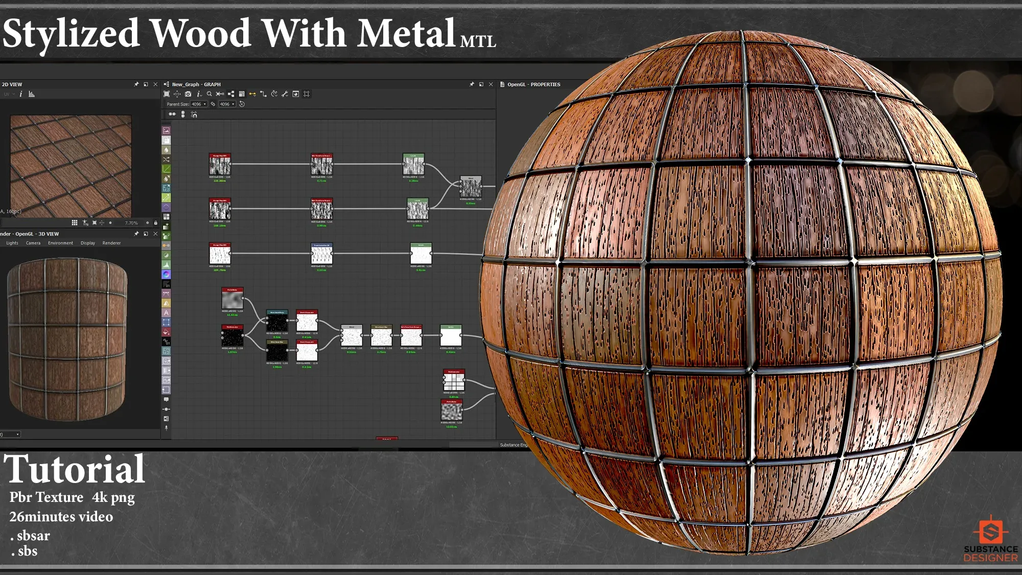 Stylized wood and metal_Substance Designer + Tutorial