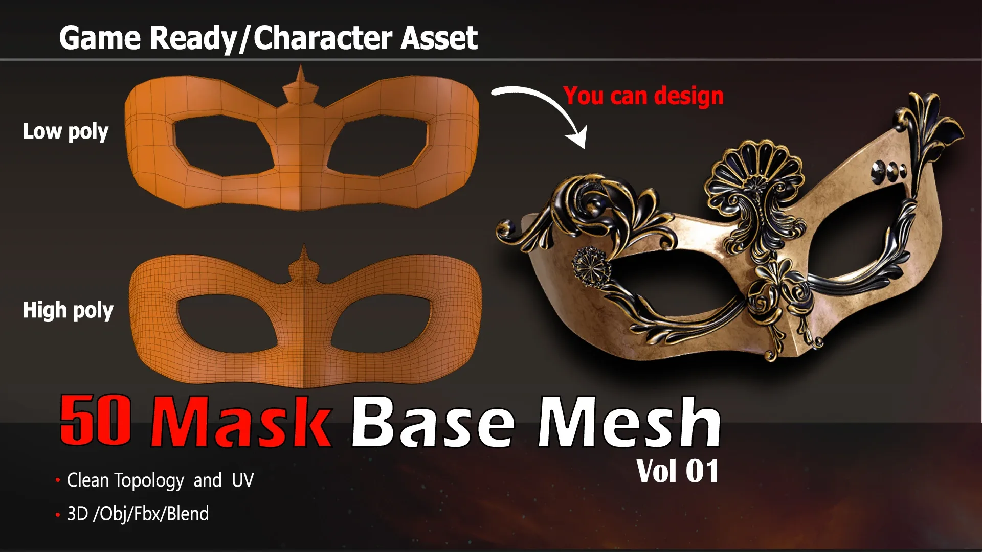 50 Mask Base Mesh & Tutorials_VOL1