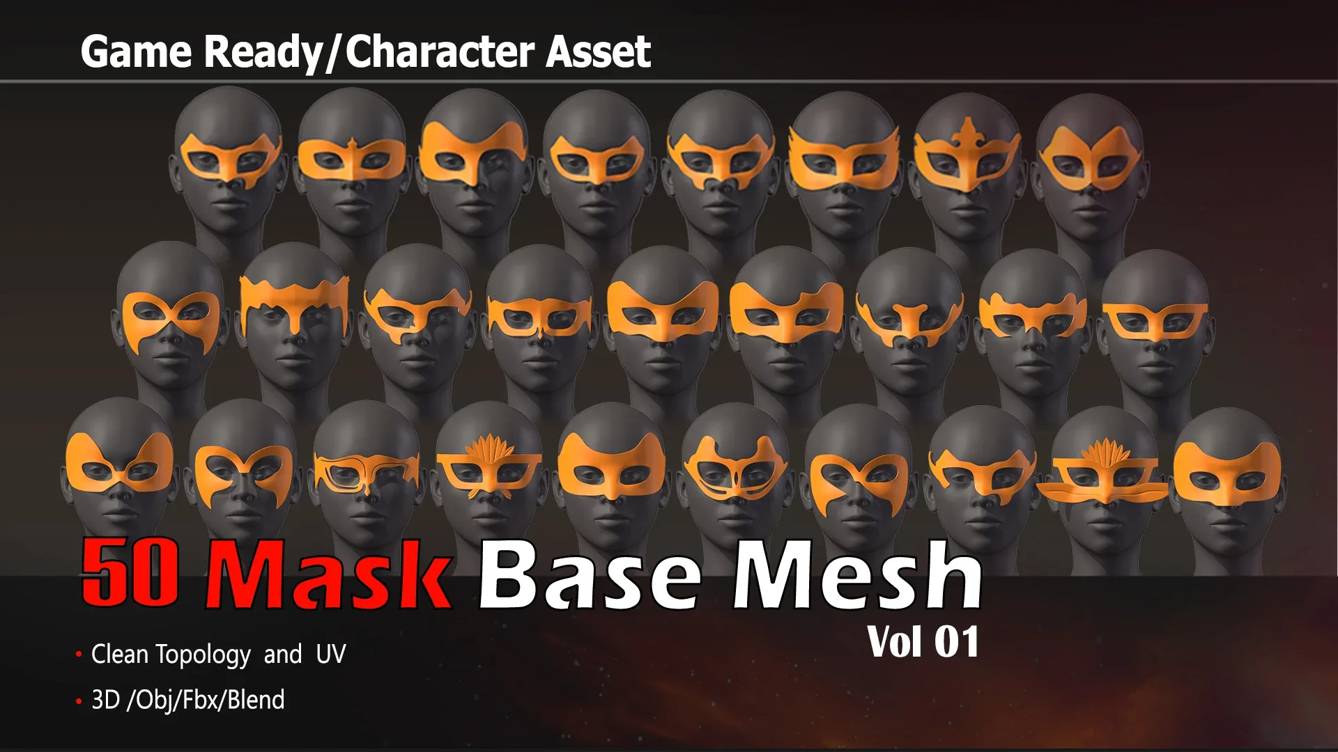 50 Mask Base Mesh & Tutorials_VOL1