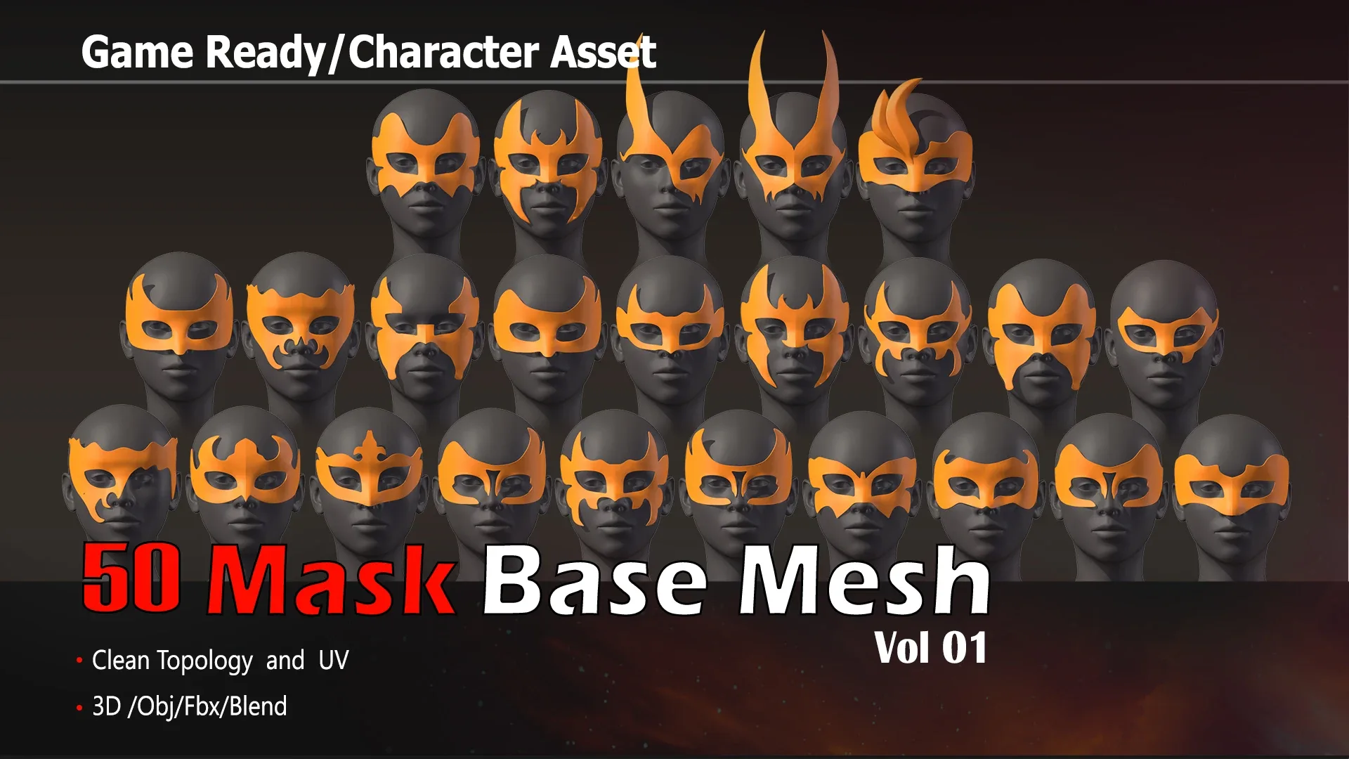 50 Mask Base Mesh & Tutorials_VOL1