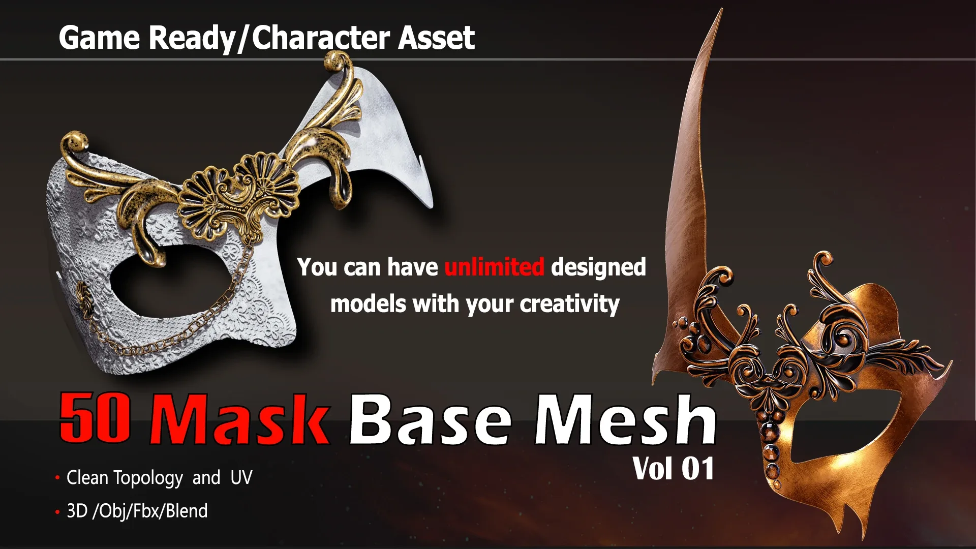 50 Mask Base Mesh & Tutorials_VOL1