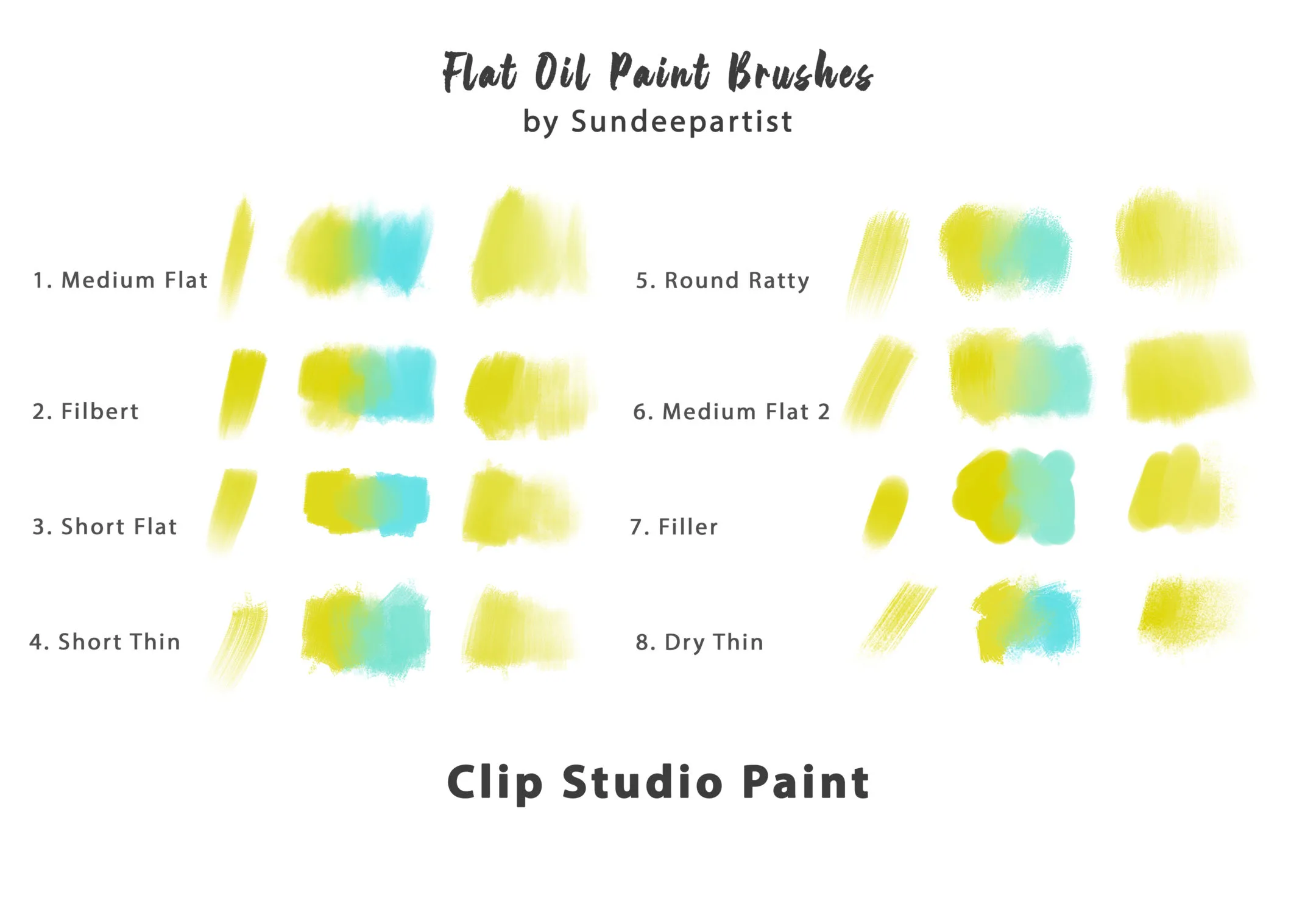 Oil Painting Flat Brushes for Clip Studio Paint