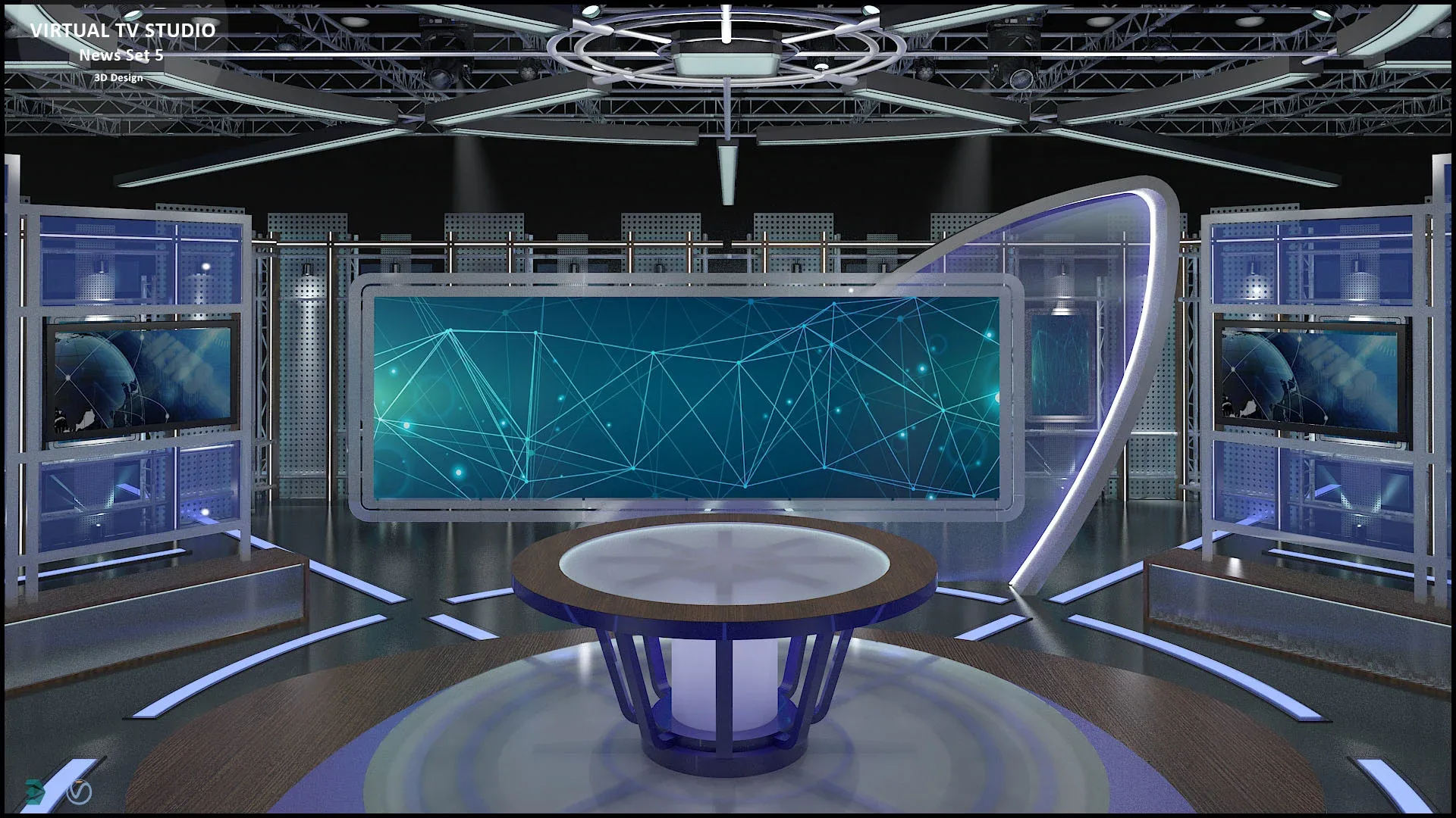 Virtual TV Studio News Set 5