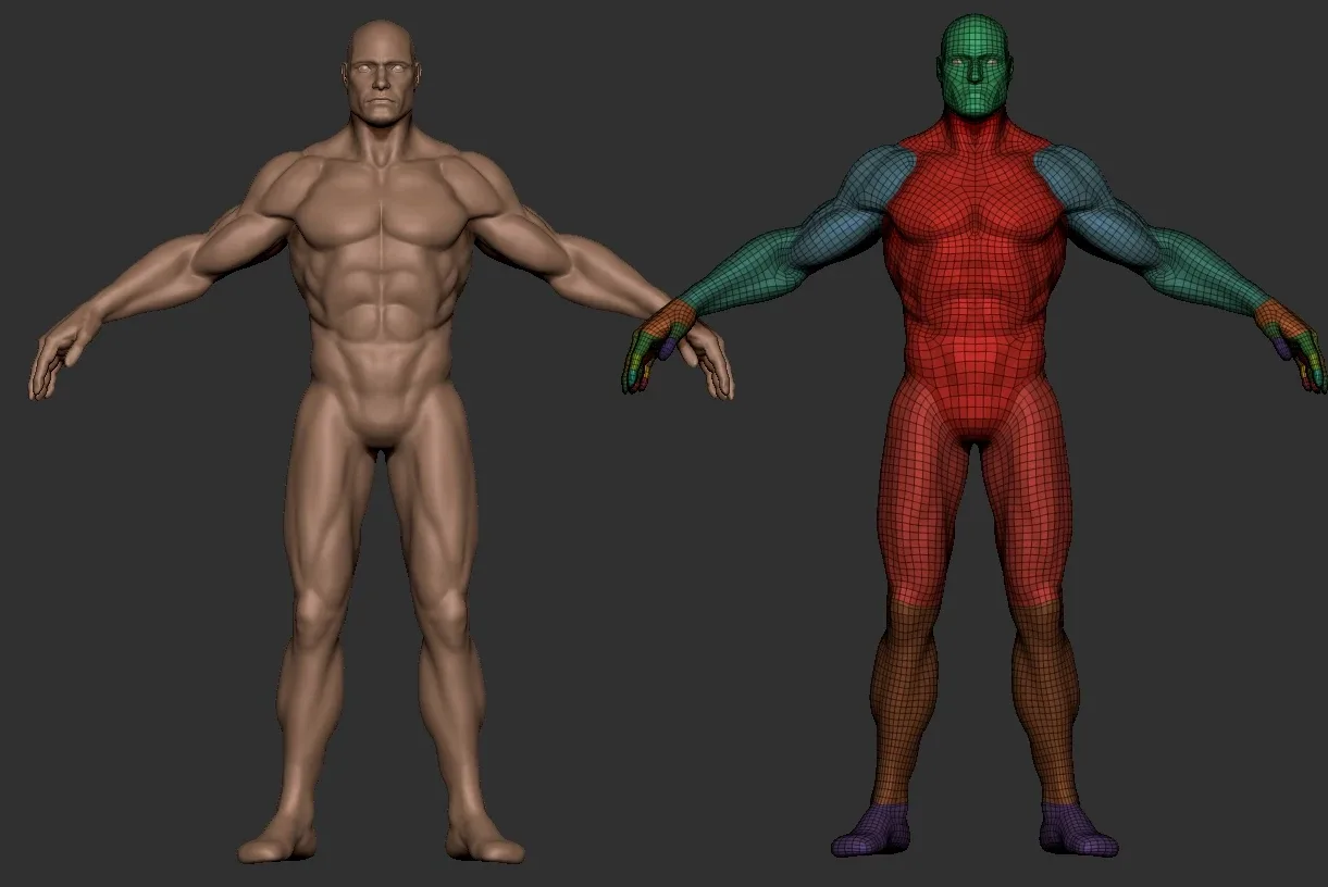 Basemesh male body comics zbrush