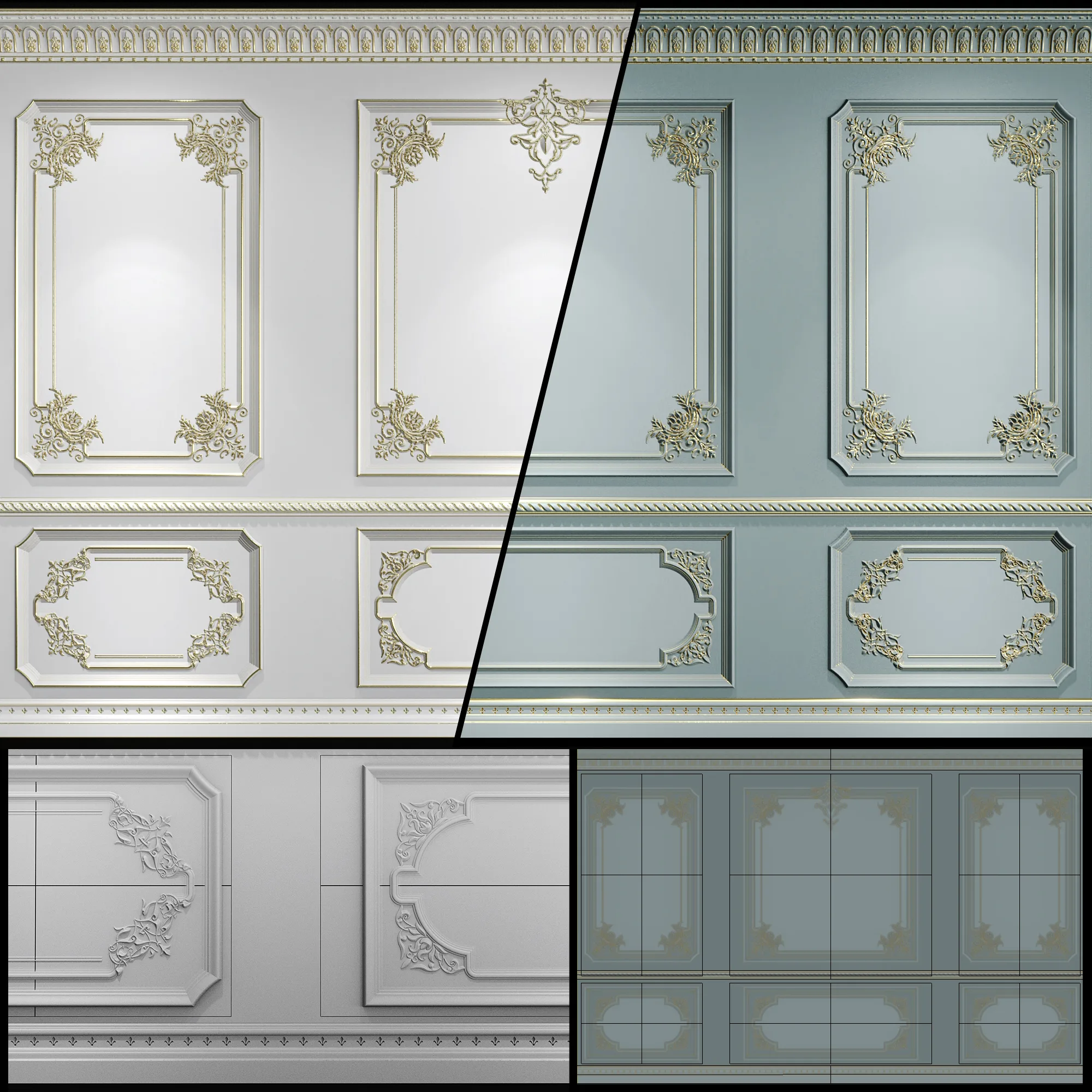 HQ Lowpoly Wall Molding | 2 Sets | 80 4K Maps