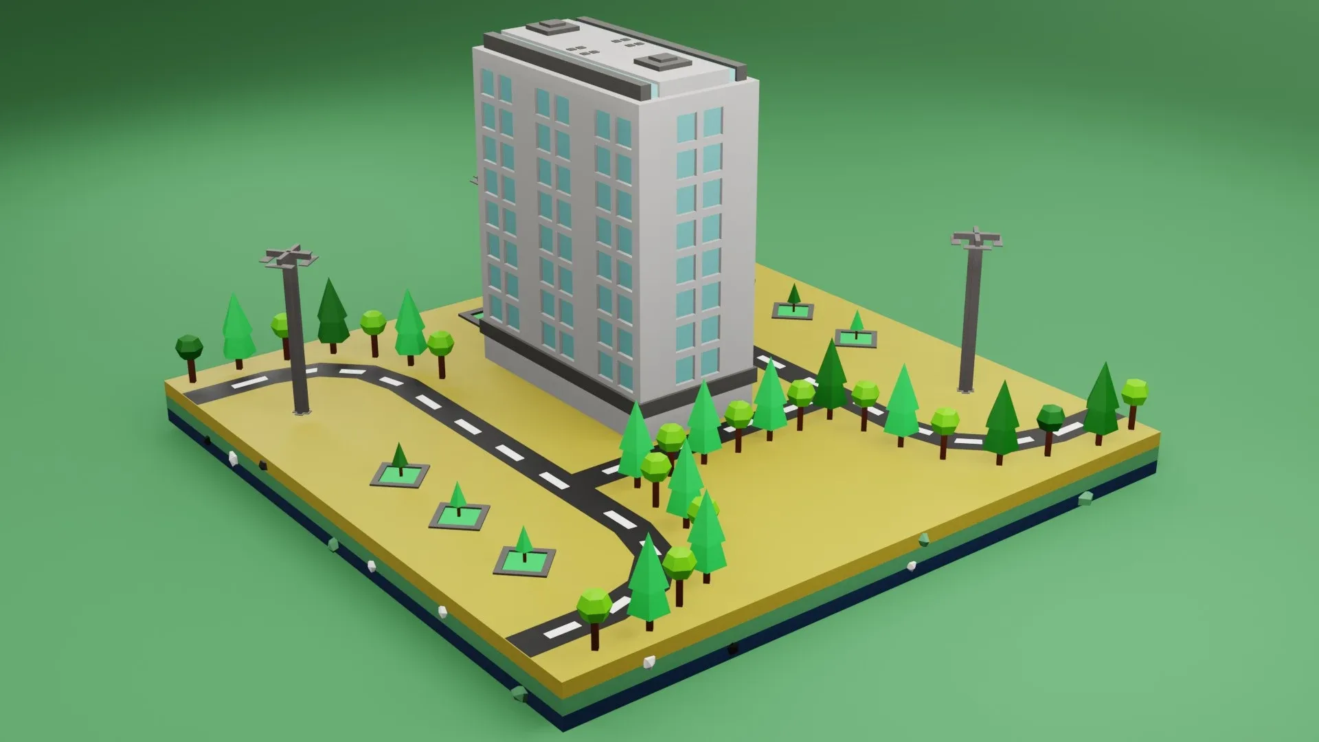 Commercial building Low poly Vol 09