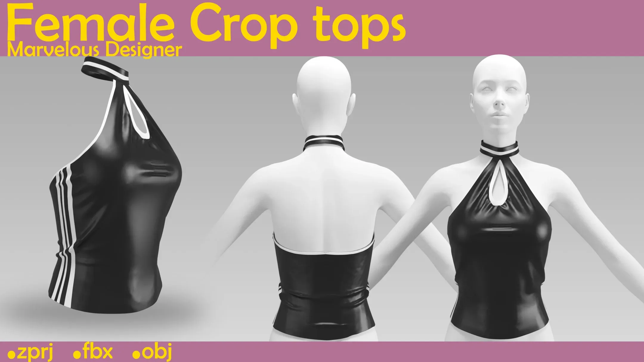 Female Crop tops.Marvelous Designer