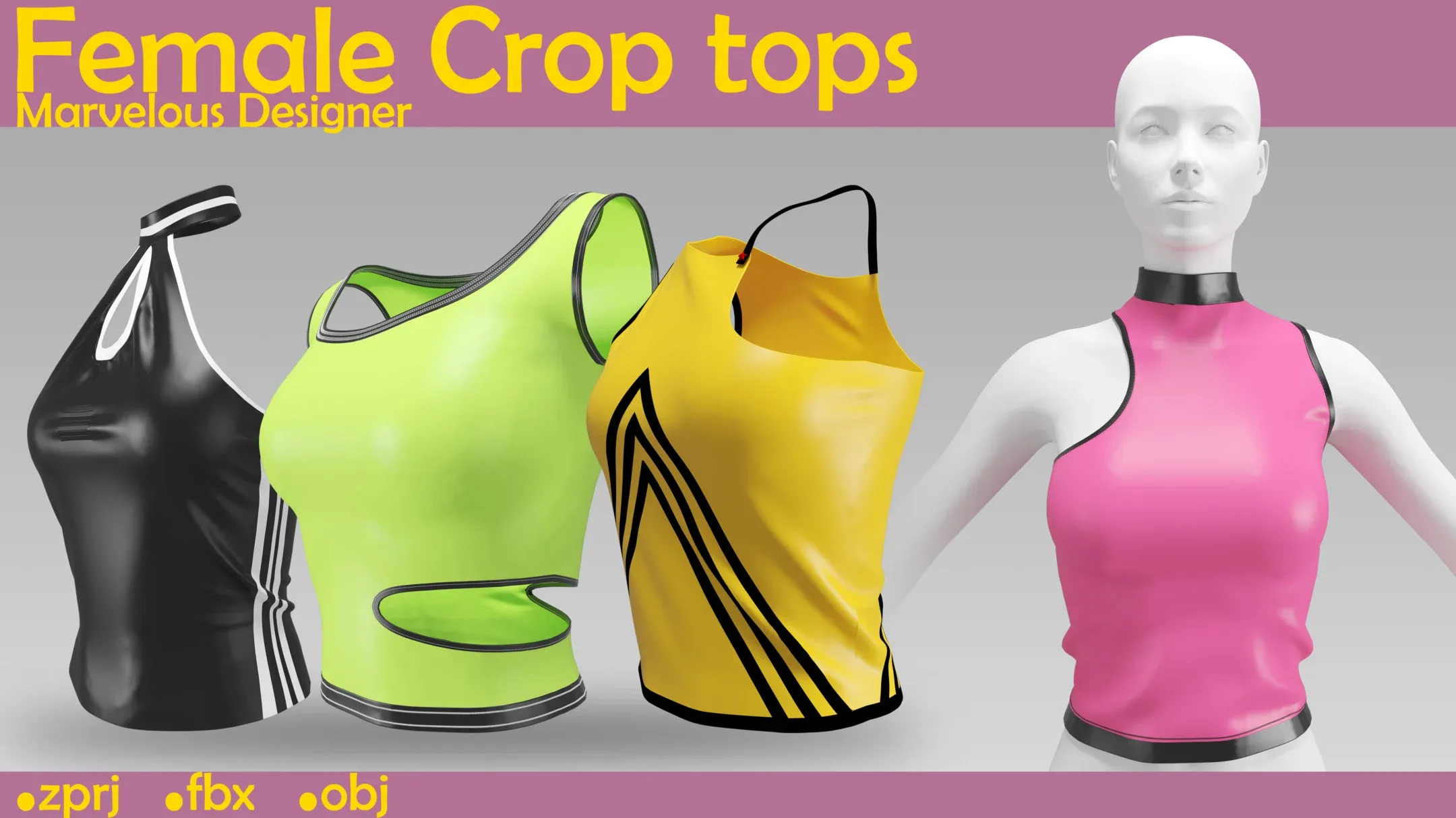 Female Crop tops.Marvelous Designer